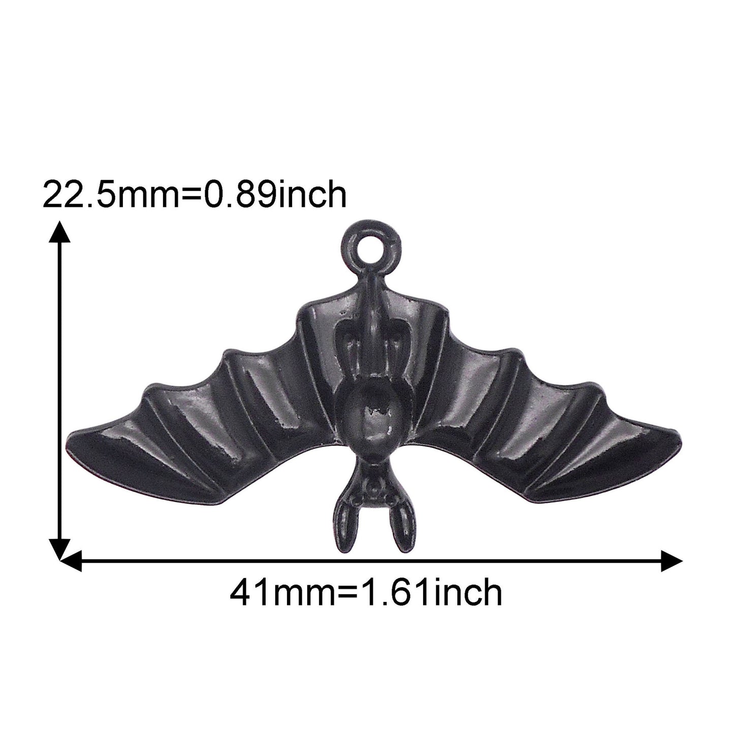 6PCS 22.5x41mm Red & Black Alloy Hanging Bat Charms Enamel Halloween Spooky Wing Pendant for Necklace Bracelet Earrings Making Keychain Decor
