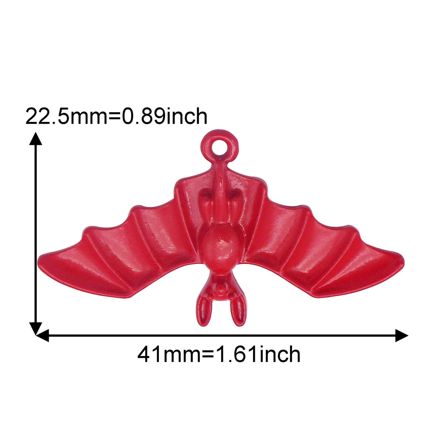 6PCS 22.5x41mm Red & Black Alloy Hanging Bat Charms Enamel Halloween Spooky Wing Pendant for Necklace Bracelet Earrings Making Keychain Decor
