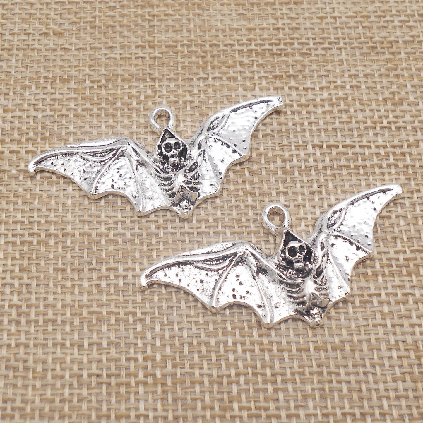 6PCS 23x49mm Antique Silver Skeleton Wing Charms Alloy The Reaper's Flight Pendant for Jewelry Necklace Bracelet Earrings Accessories Halloween Party Decoration Keychain Decor