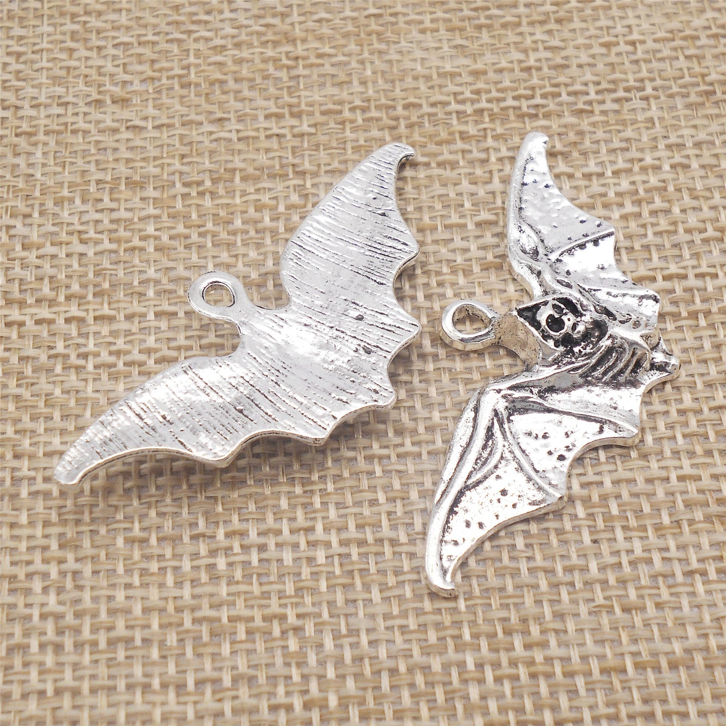 6PCS 23x49mm Antique Silver Skeleton Wing Charms Alloy The Reaper's Flight Pendant for Jewelry Necklace Bracelet Earrings Accessories Halloween Party Decoration Keychain Decor