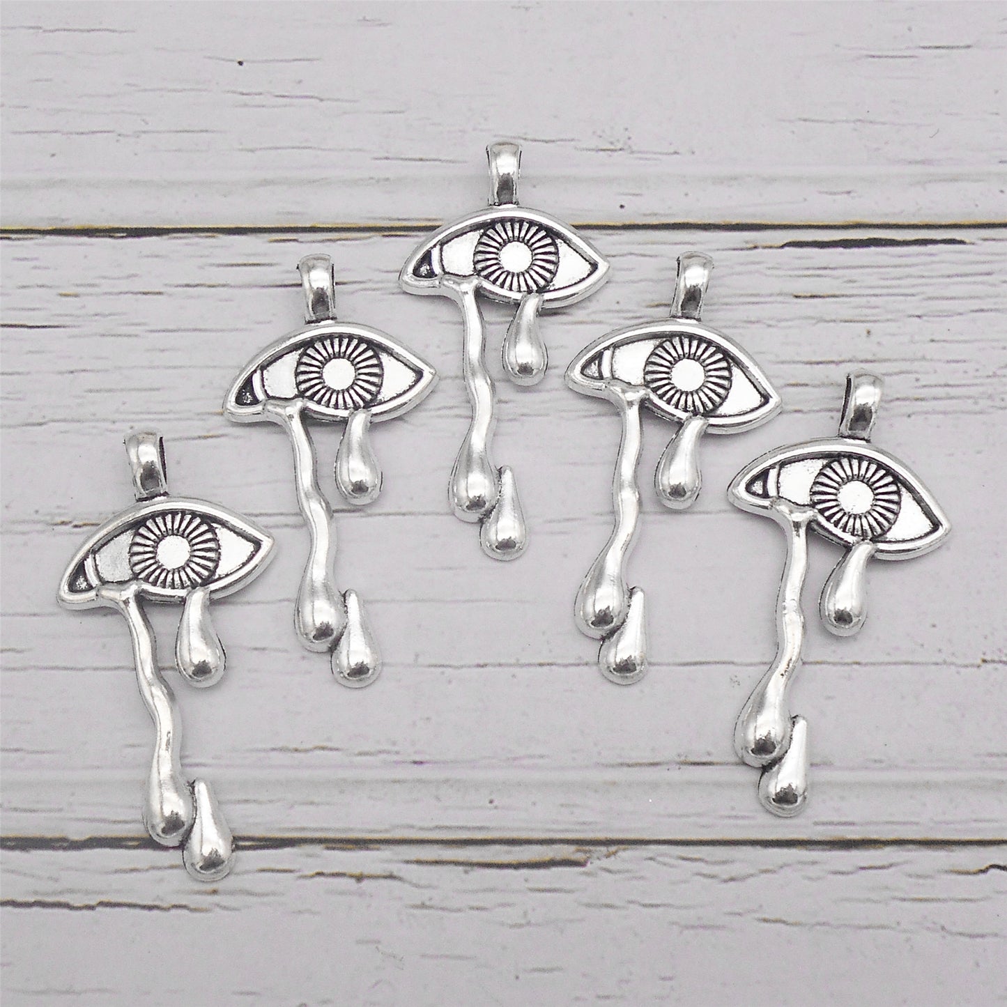 6PCS 47x23mm Retro Silver Tearful Eye Charms Alloy Weeping Baphomet Eye Pendant for Personalized Jewelry Making Earrings Necklace Accessories