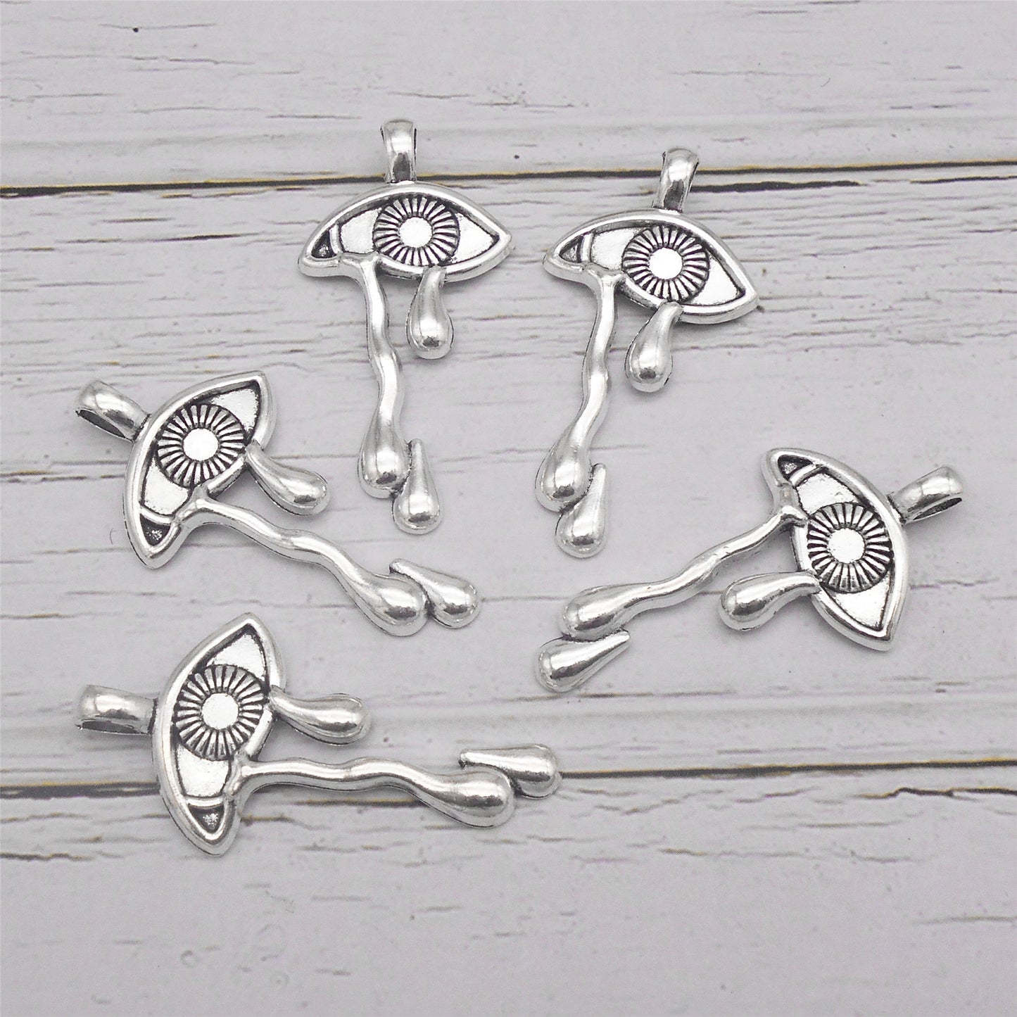 6PCS 47x23mm Retro Silver Tearful Eye Charms Alloy Weeping Baphomet Eye Pendant for Personalized Jewelry Making Earrings Necklace Accessories