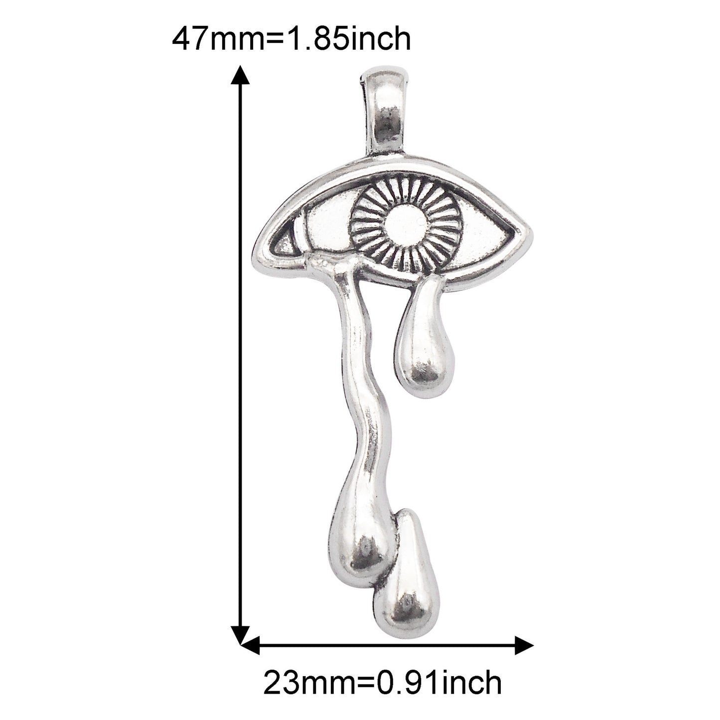 6PCS 47x23mm Retro Silver Tearful Eye Charms Alloy Weeping Baphomet Eye Pendant for Personalized Jewelry Making Earrings Necklace Accessories