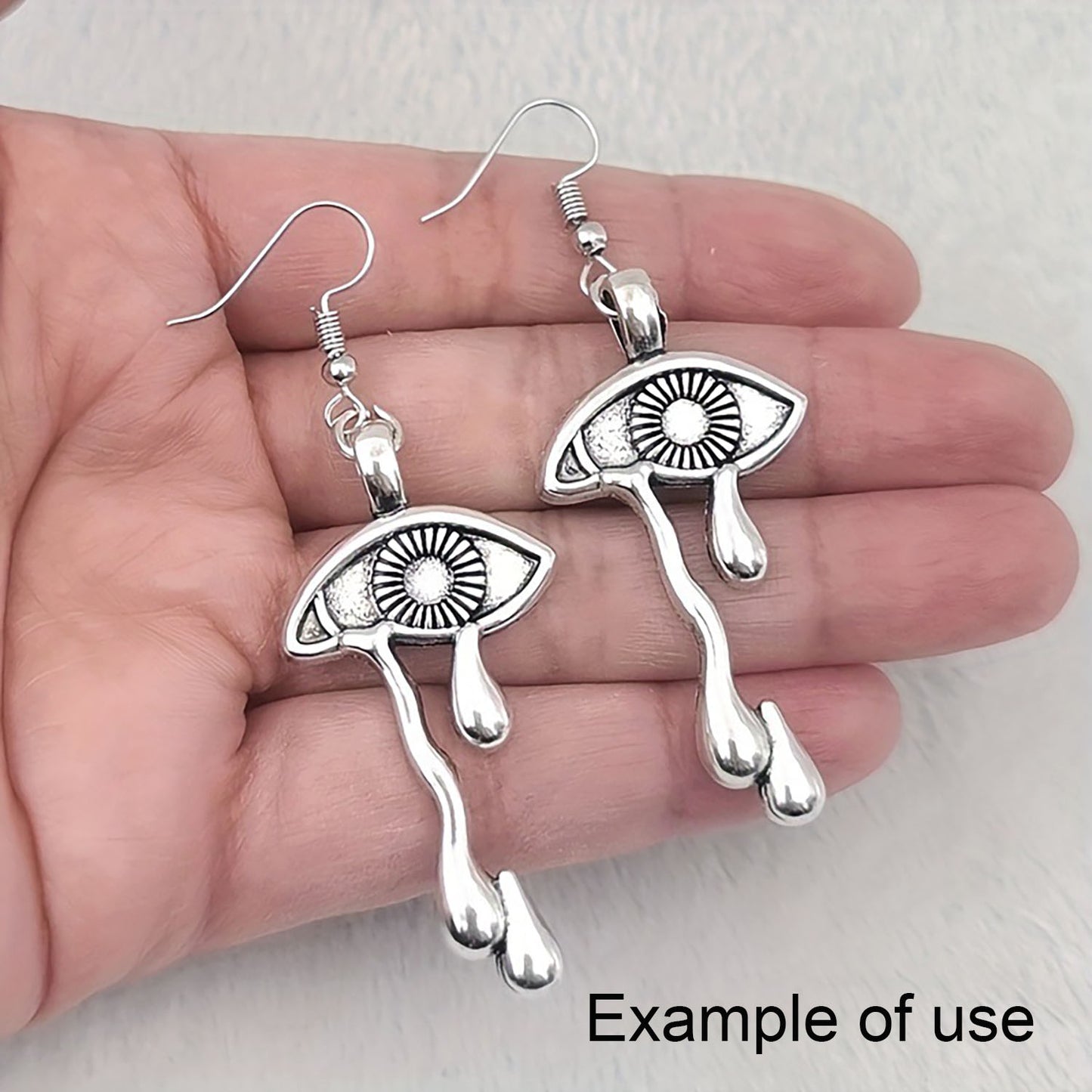 6PCS 47x23mm Retro Silver Tearful Eye Charms Alloy Weeping Baphomet Eye Pendant for Personalized Jewelry Making Earrings Necklace Accessories