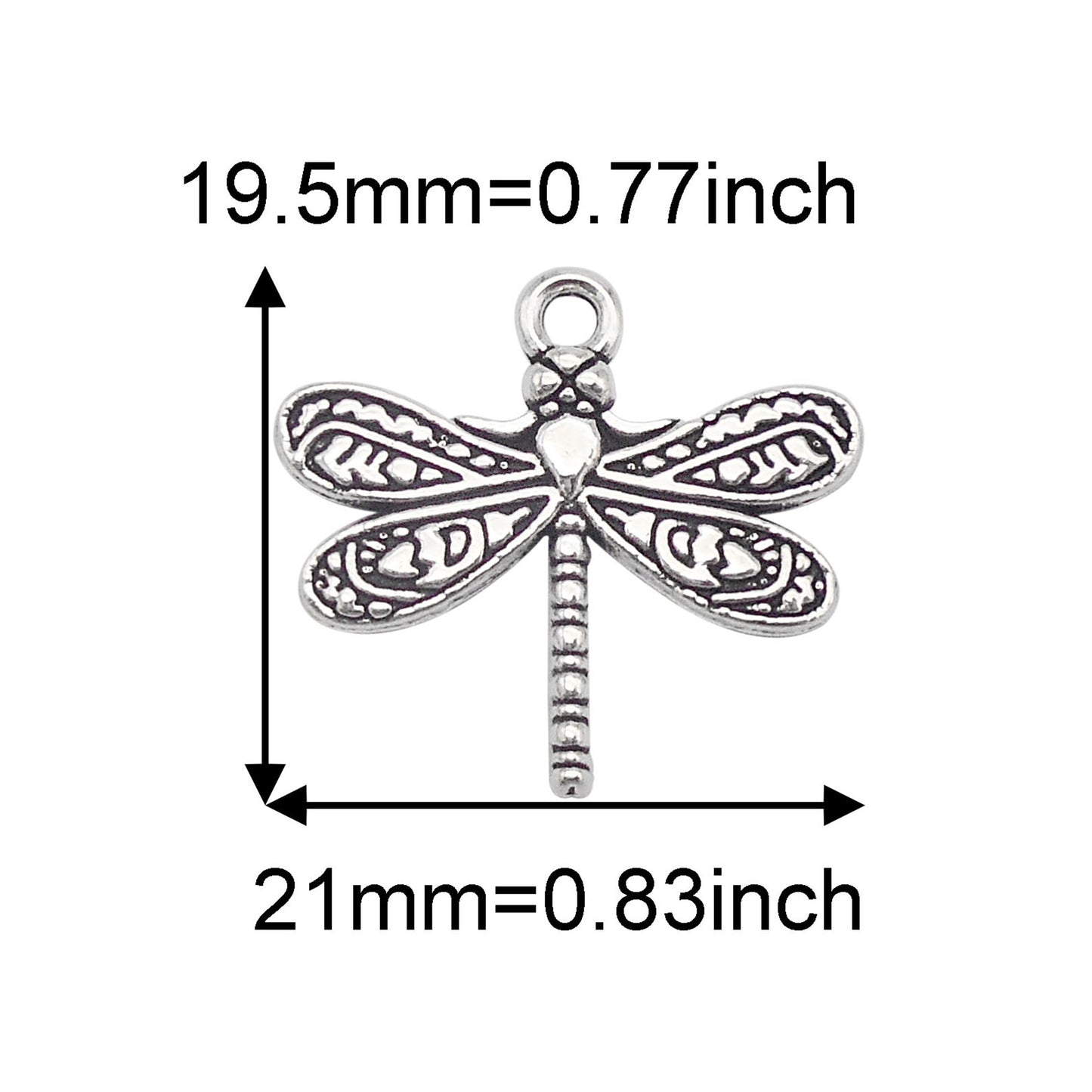 16PCS Alloy Dragonfly Charms Antique Silver Insect Pendant DIY Jewelry Necklace Earrings Bracelet Making Accessories Crafts Decoration 19.5x21mm