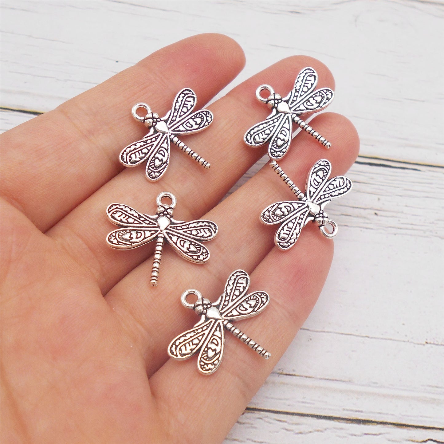 16PCS Alloy Dragonfly Charms Antique Silver Insect Pendant DIY Jewelry Necklace Earrings Bracelet Making Accessories Crafts Decoration 19.5x21mm