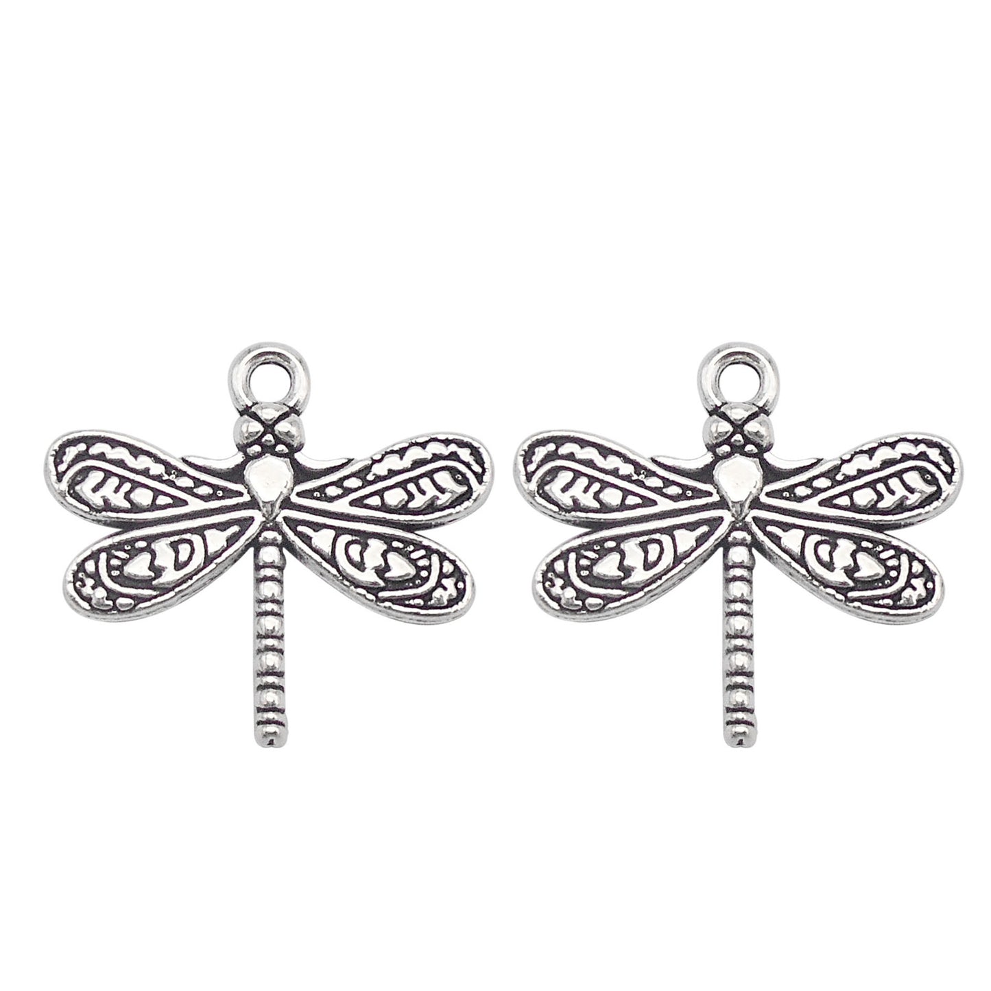 16PCS Alloy Dragonfly Charms Antique Silver Insect Pendant DIY Jewelry Necklace Earrings Bracelet Making Accessories Crafts Decoration 19.5x21mm