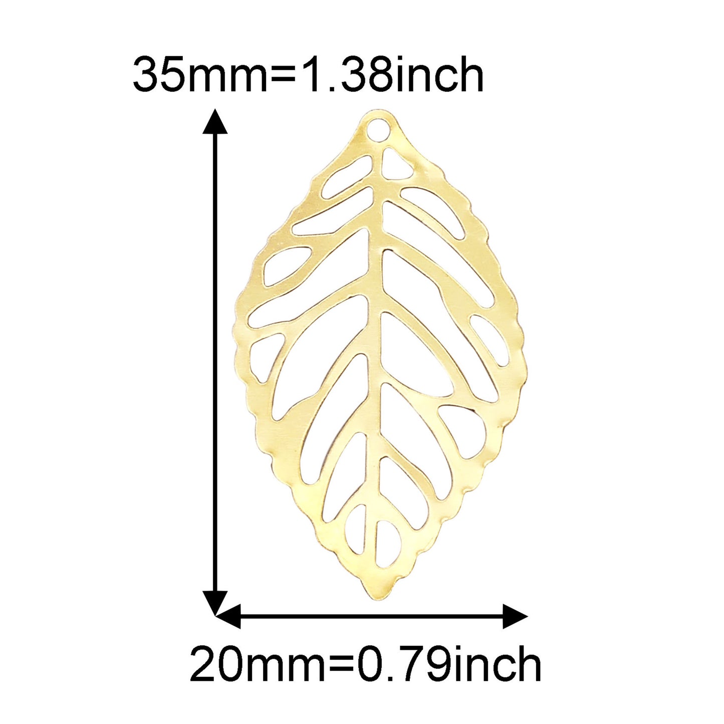 The Mythical Norse Golden Leaf Charms, 50pcs/Pack 35x20mm Iron Material Openwork Leaves Pendant for Necklace Bracelet Earring Accessories DIY Crafts Supplies