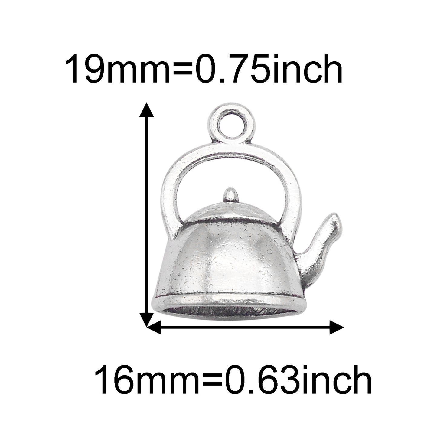 12PCS 19x16mm Retro Silver Kettle Charms 3D Alloy Teapot Pendant DIY Jewelry Accessories Necklace Bracelet Earrings Charm Pendant