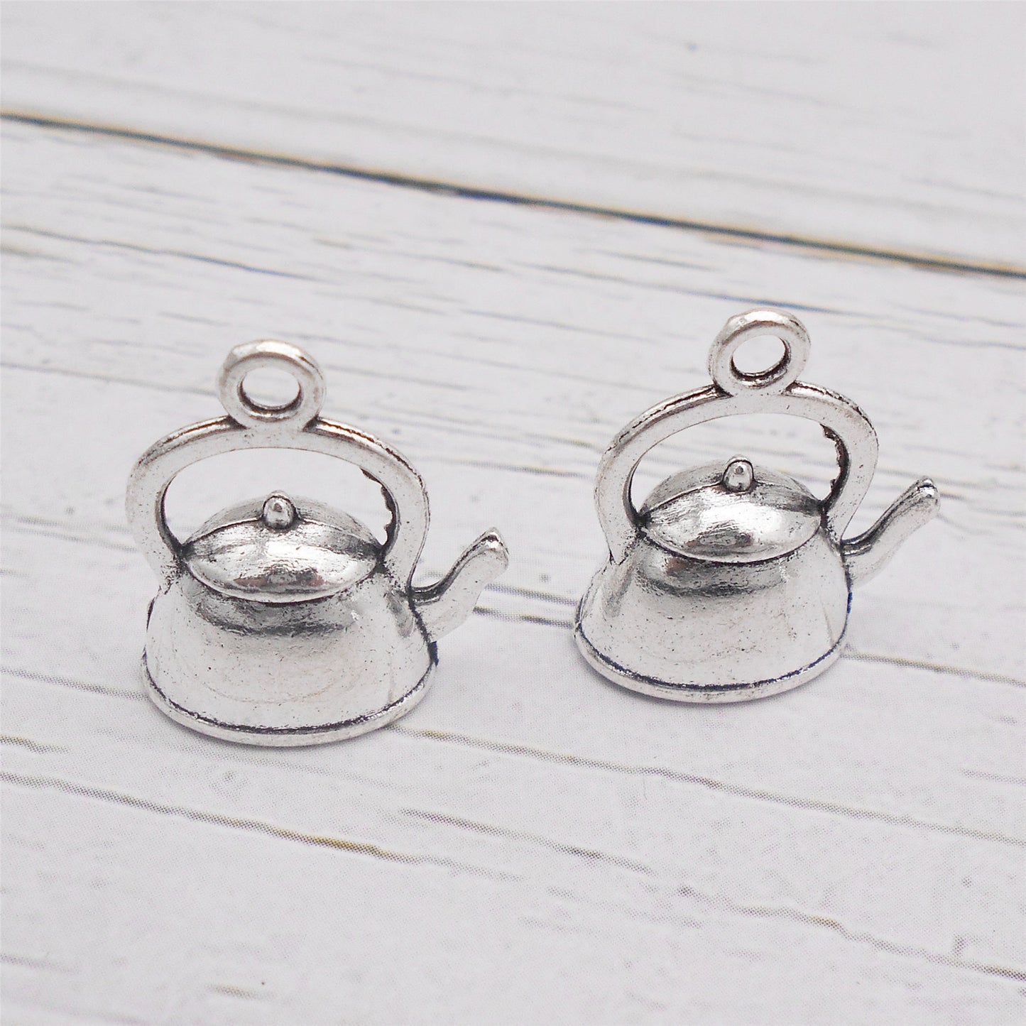 12PCS 19x16mm Retro Silver Kettle Charms 3D Alloy Teapot Pendant DIY Jewelry Accessories Necklace Bracelet Earrings Charm Pendant