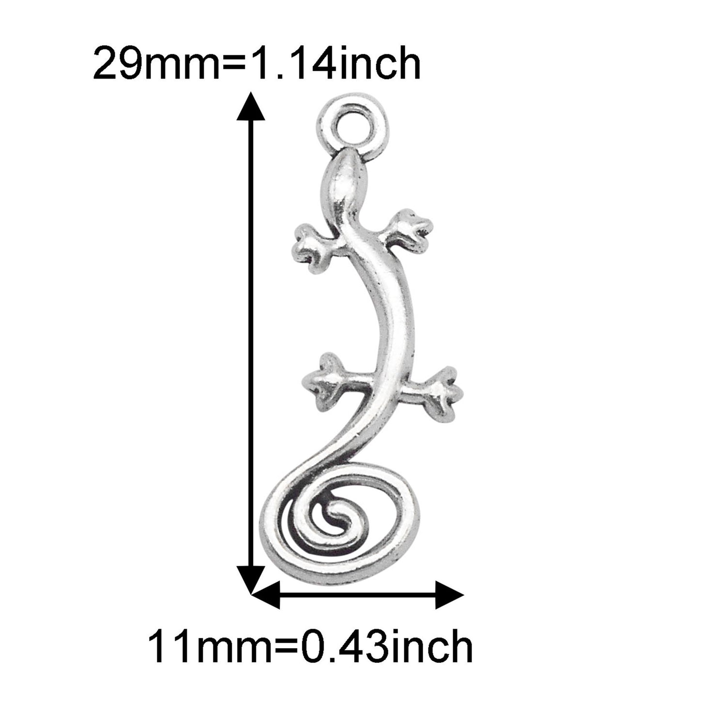 21PCS 29x11mm Antique Silver Gecko Charms Metal Desert Lizard Pendants for DIY Jewelry Supplies Personalized Necklace Earrings Making