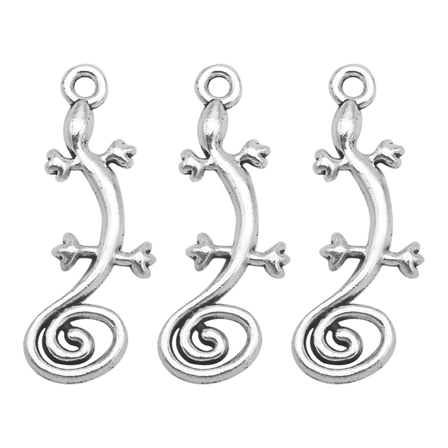 21PCS 29x11mm Antique Silver Gecko Charms Metal Desert Lizard Pendants for DIY Jewelry Supplies Personalized Necklace Earrings Making