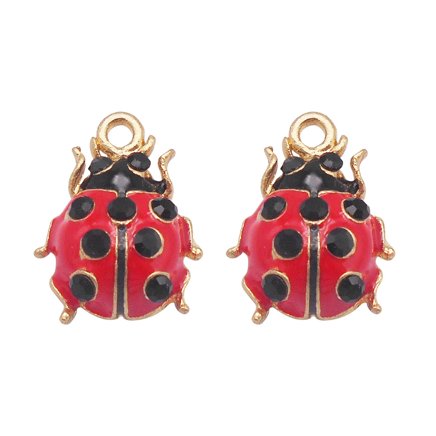 6PCS 18x14mm Alloy Seven-Spotted Ladybug Charms Crystal Rhinestone Embellished Ladybug Pendants for DIY Necklace Bracelet Earring Accessories Crafts Keychain Decor