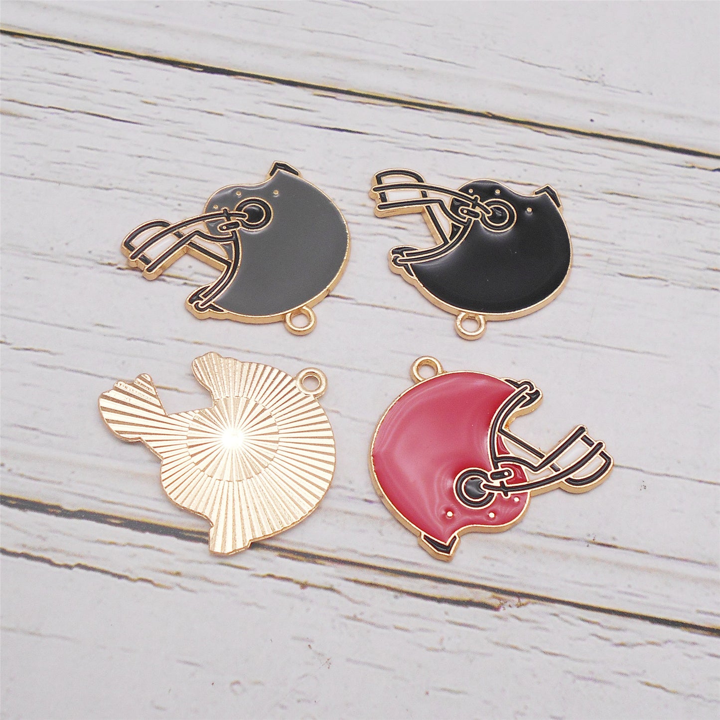 4PCS 28x24mm Alloy Rugby Helmet Charms Mini Enamel American Football Helmet Pendants for Earrings Jewelry Making Accessories DIY Crafts Decoration