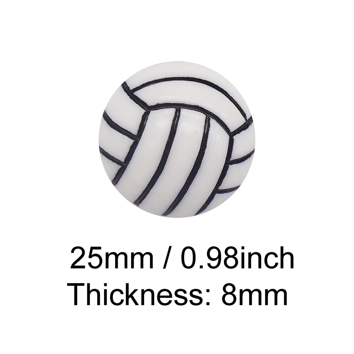 9PCS Resin Flat Back Round Embellishment Dome Football Basketball Baseball Pattern Cabochons for DIY Crafts Supplies, Hair Clip&Phone Case Decoration