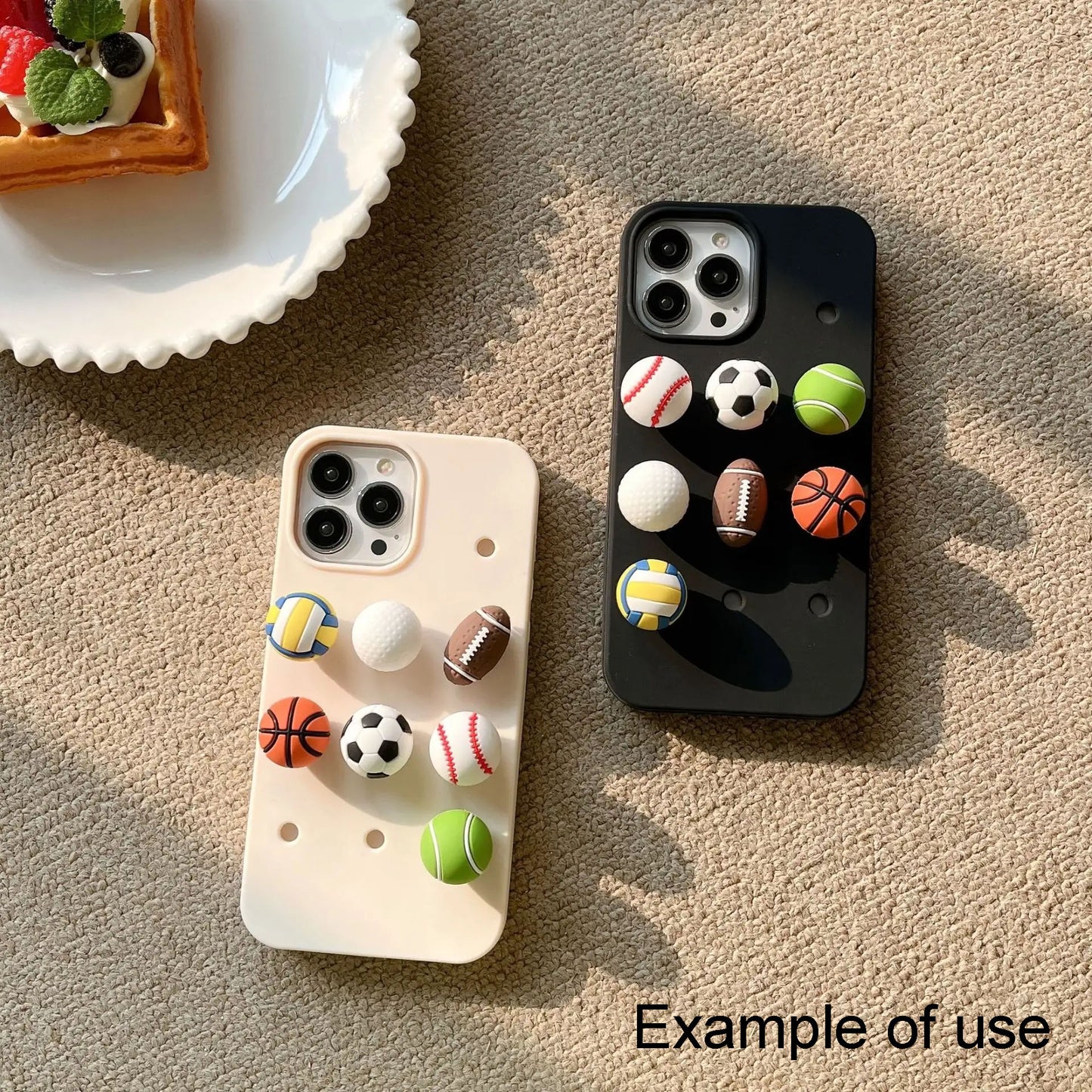 9PCS Resin Flat Back Round Embellishment Dome Football Basketball Baseball Pattern Cabochons for DIY Crafts Supplies, Hair Clip&Phone Case Decoration