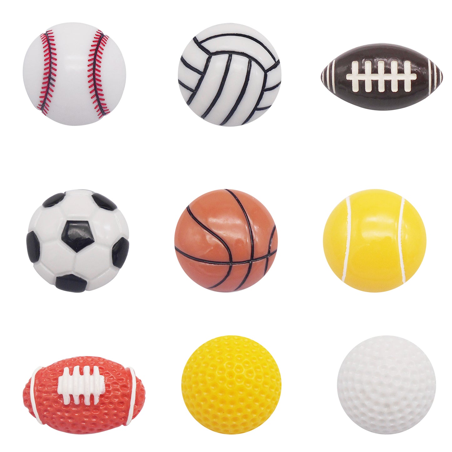 9PCS Resin Flat Back Round Embellishment Dome Football Basketball Baseball Pattern Cabochons for DIY Crafts Supplies, Hair Clip&Phone Case Decoration