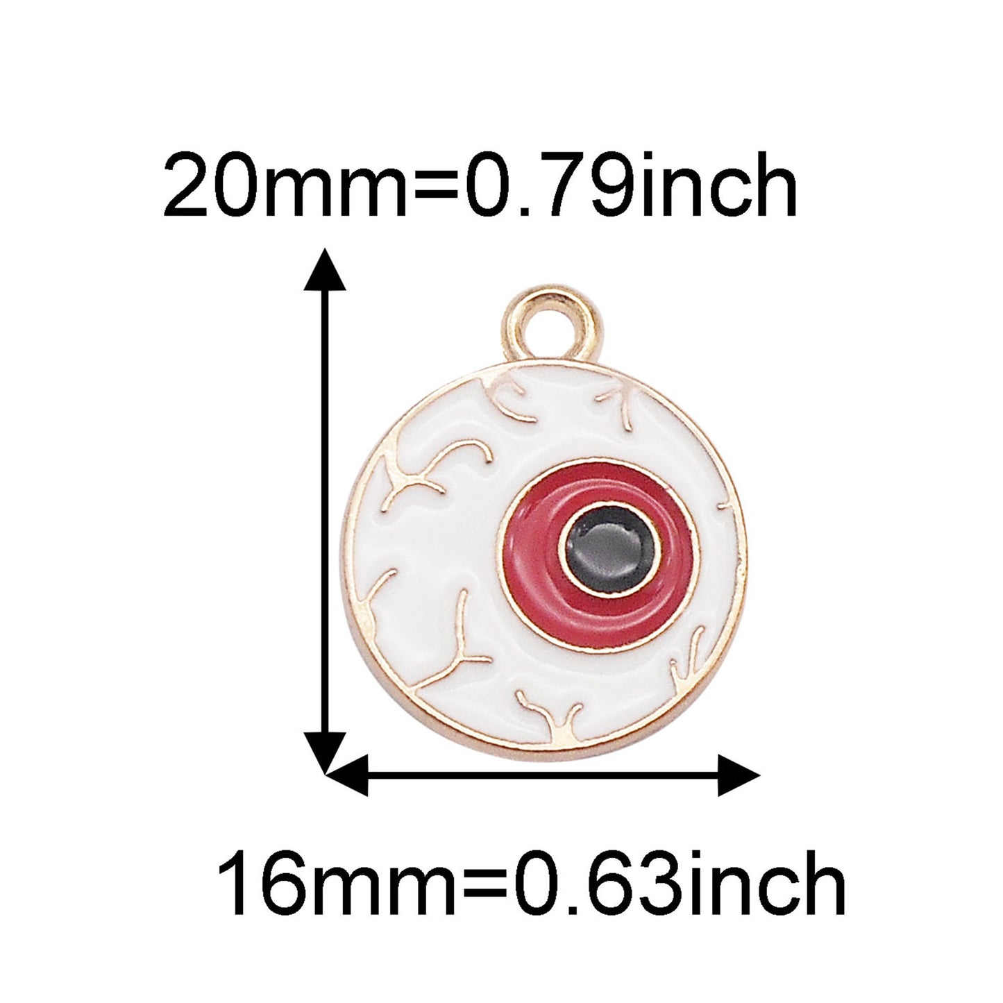 8PCS Halloween Flat Back Alloy Charms Enamel Demon Bat, Ghost, Eyeball, Raven, Burning Candle, Axe Pendant for DIY Jewelry Making Accessories Craft & Party Decor Keychain Dangle Findings
