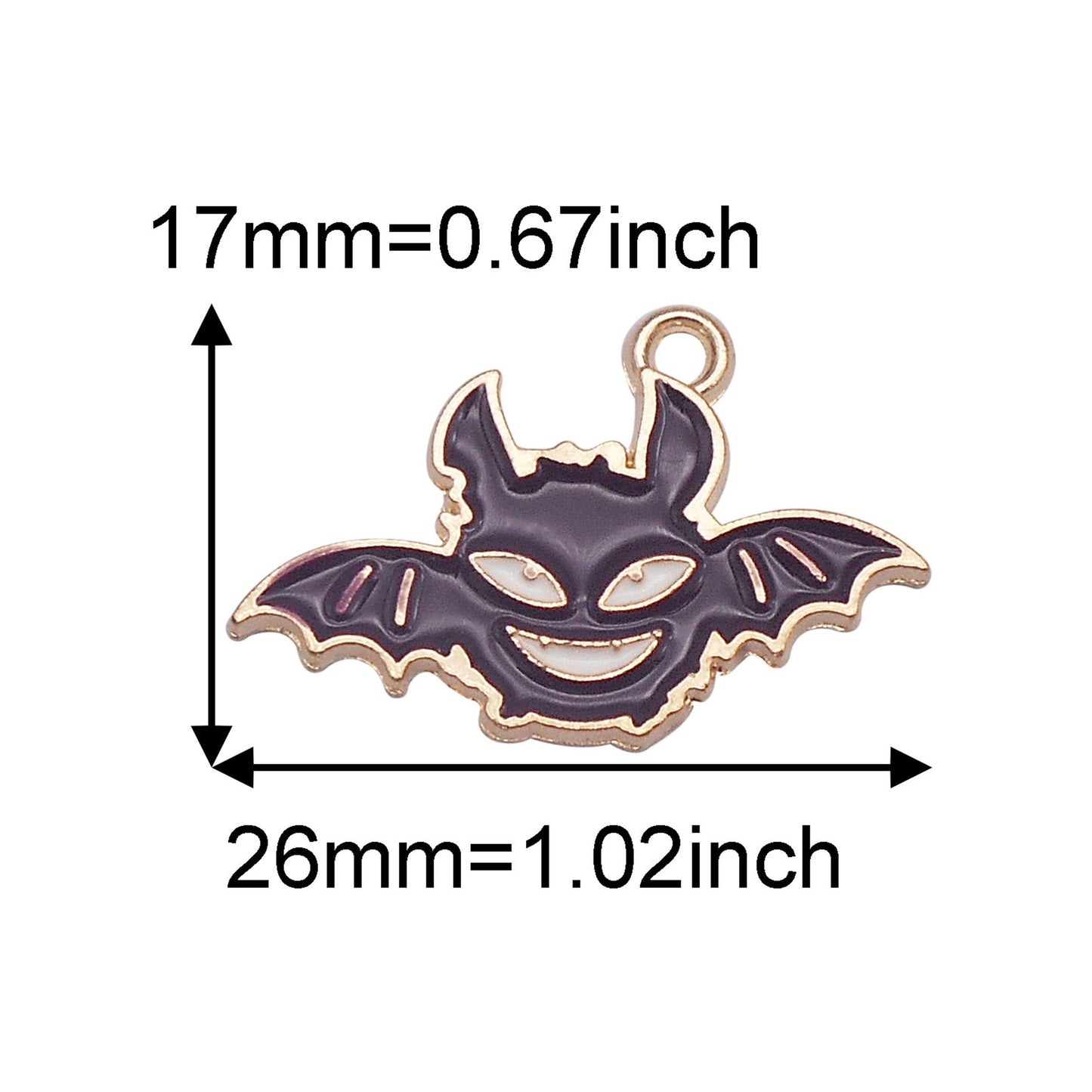 8PCS Halloween Flat Back Alloy Charms Enamel Demon Bat, Ghost, Eyeball, Raven, Burning Candle, Axe Pendant for DIY Jewelry Making Accessories Craft & Party Decor Keychain Dangle Findings