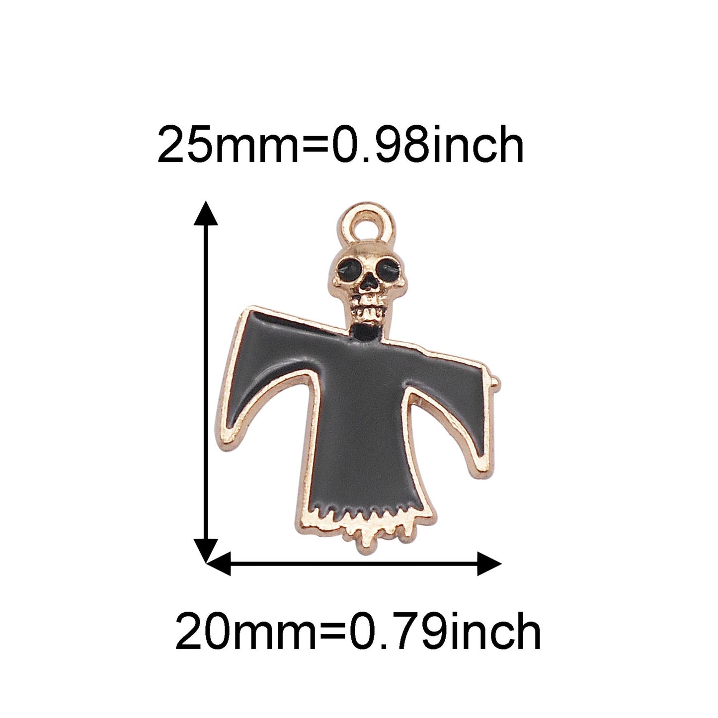 8PCS Halloween Flat Back Alloy Charms Enamel Demon Bat, Ghost, Eyeball, Raven, Burning Candle, Axe Pendant for DIY Jewelry Making Accessories Craft & Party Decor Keychain Dangle Findings