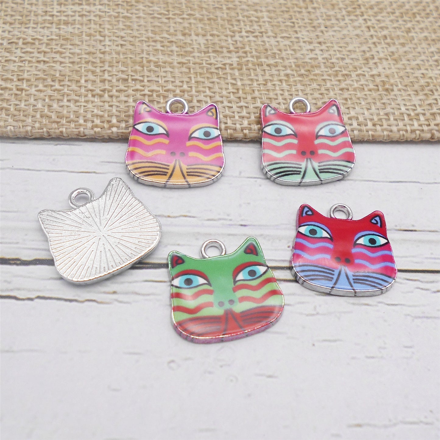 5PCS 17.5x17mm Painted Owl Charms Enamel Owl Head Pattern Pendants Japanese-style Kawaii Dangle for DIY Jewelry Findings Earrings Necklace Decor