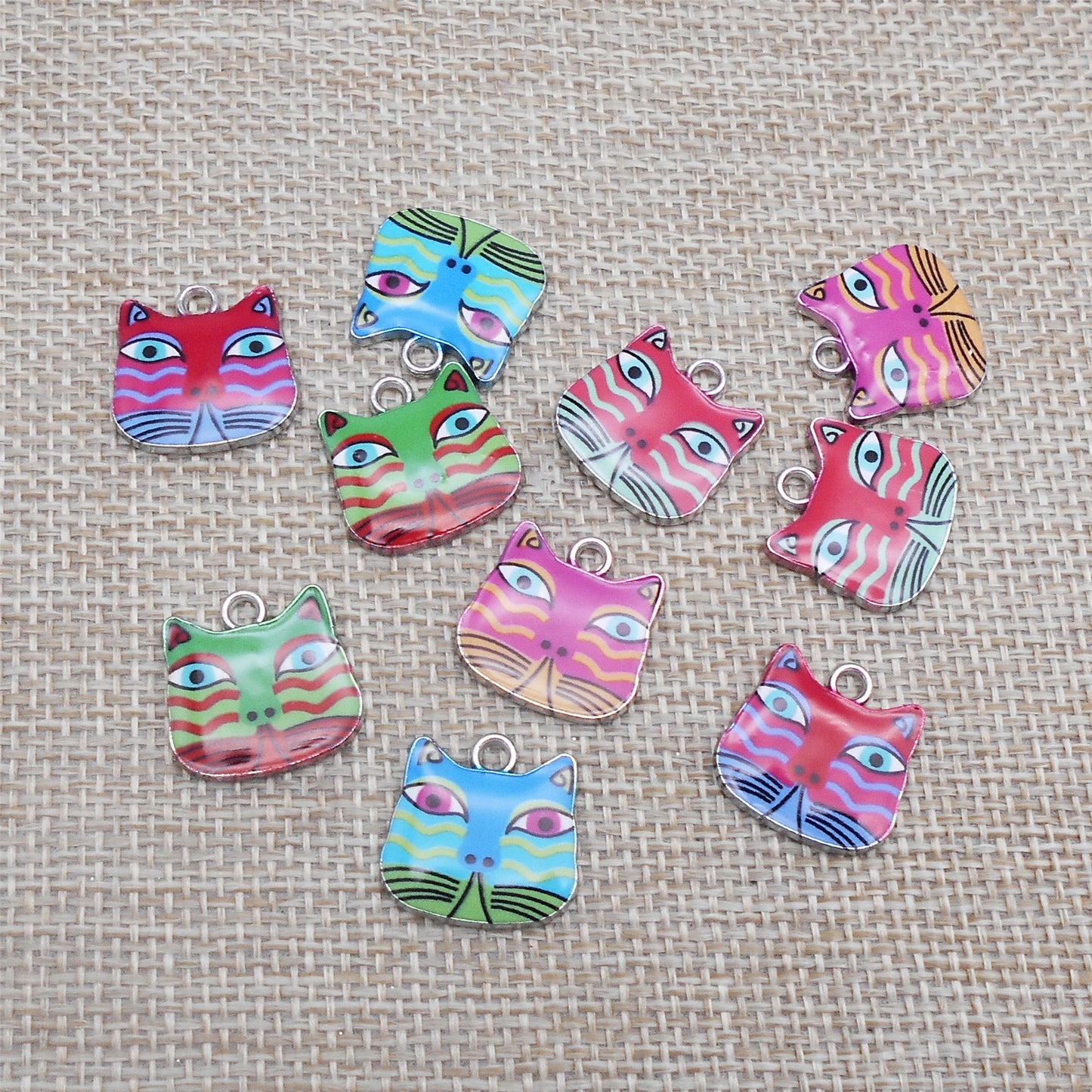 5PCS 17.5x17mm Painted Owl Charms Enamel Owl Head Pattern Pendants Japanese-style Kawaii Dangle for DIY Jewelry Findings Earrings Necklace Decor
