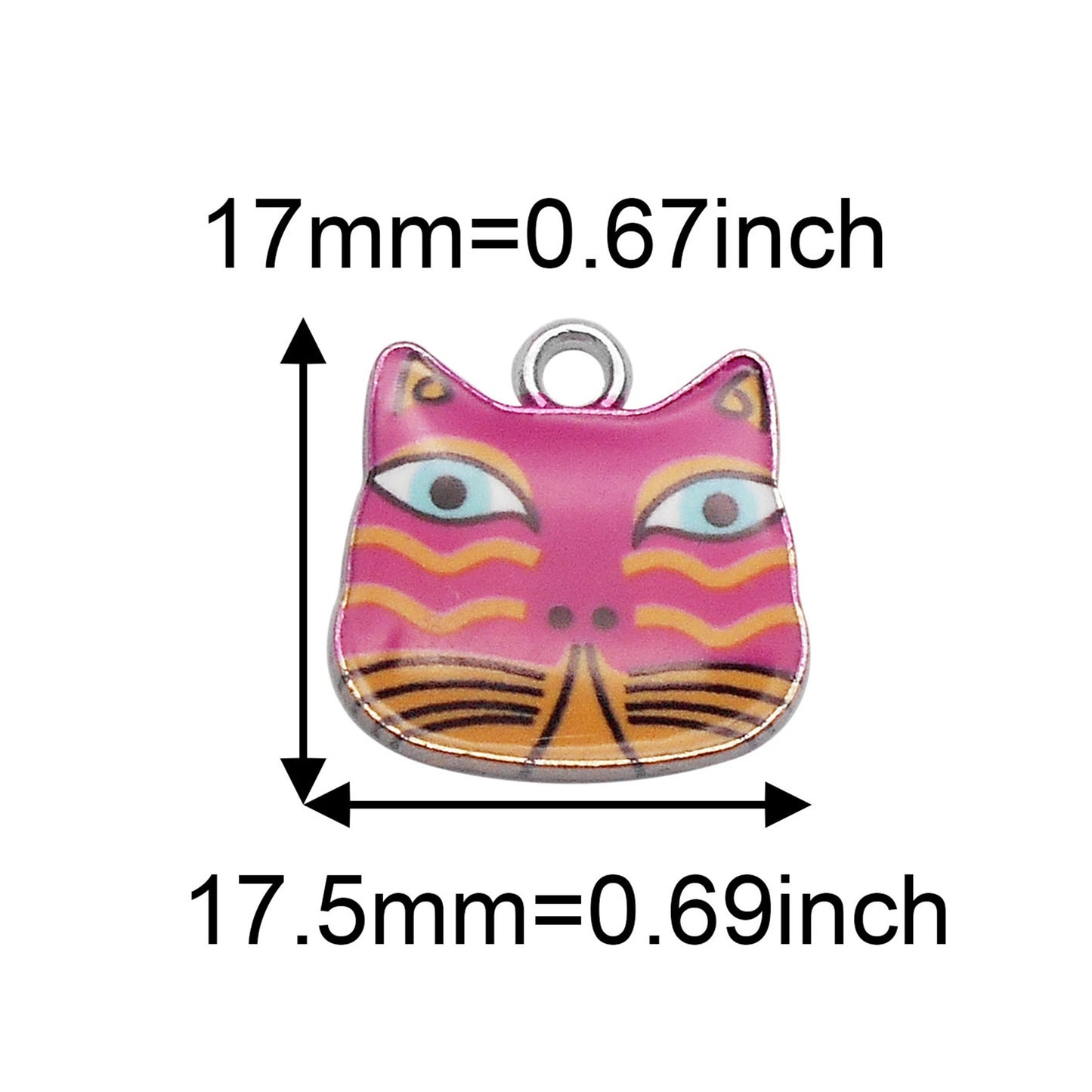 5PCS 17.5x17mm Painted Owl Charms Enamel Owl Head Pattern Pendants Japanese-style Kawaii Dangle for DIY Jewelry Findings Earrings Necklace Decor
