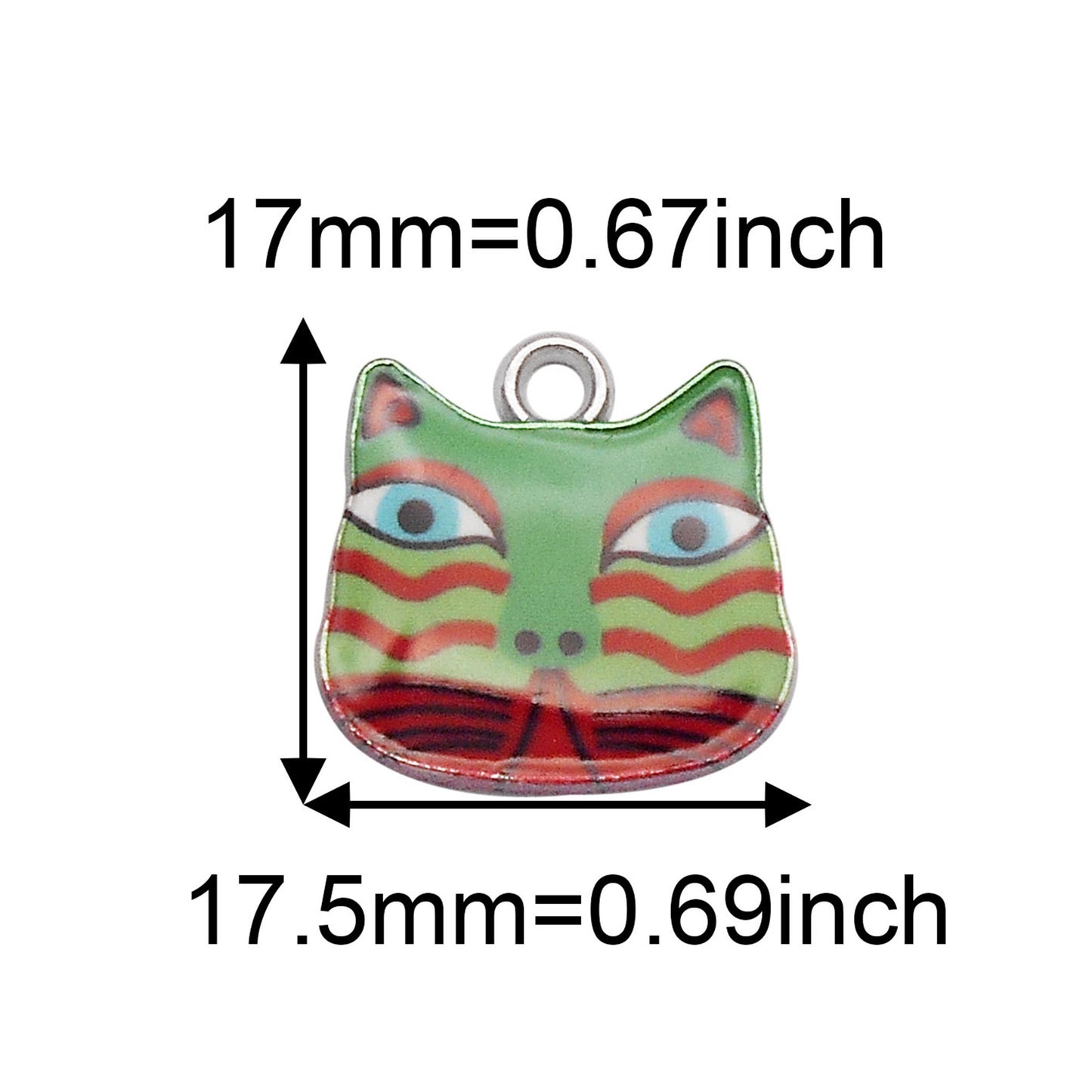 5PCS 17.5x17mm Painted Owl Charms Enamel Owl Head Pattern Pendants Japanese-style Kawaii Dangle for DIY Jewelry Findings Earrings Necklace Decor