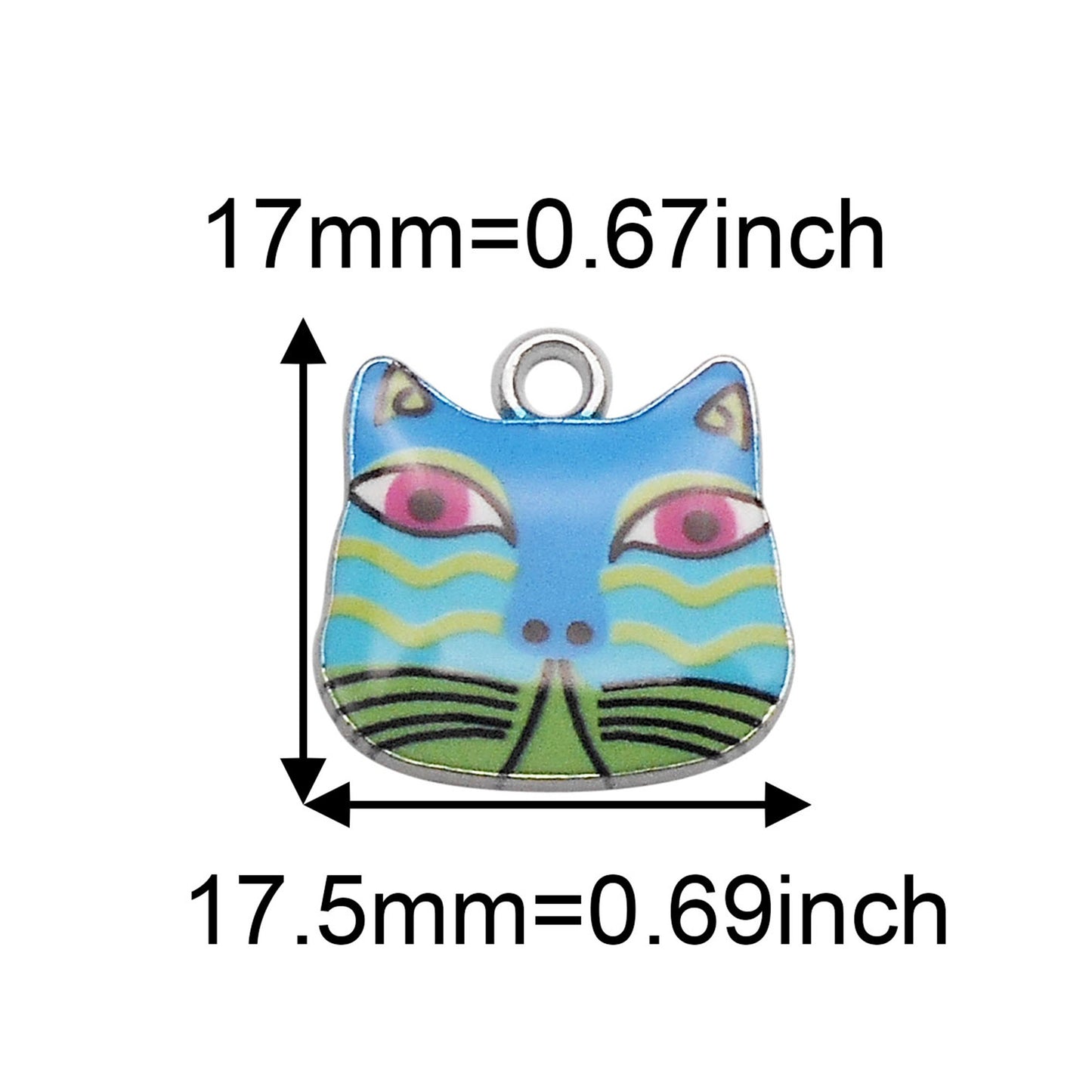 5PCS 17.5x17mm Painted Owl Charms Enamel Owl Head Pattern Pendants Japanese-style Kawaii Dangle for DIY Jewelry Findings Earrings Necklace Decor