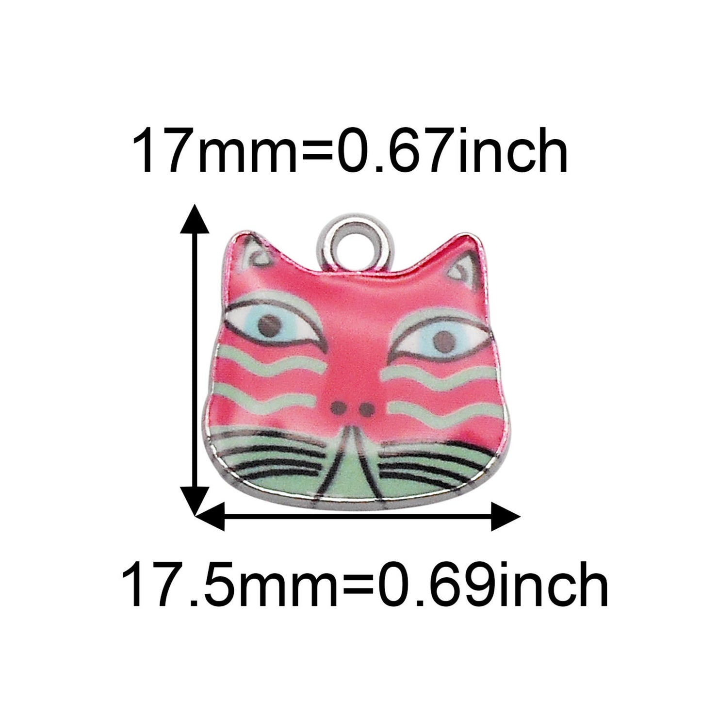 5PCS 17.5x17mm Painted Owl Charms Enamel Owl Head Pattern Pendants Japanese-style Kawaii Dangle for DIY Jewelry Findings Earrings Necklace Decor