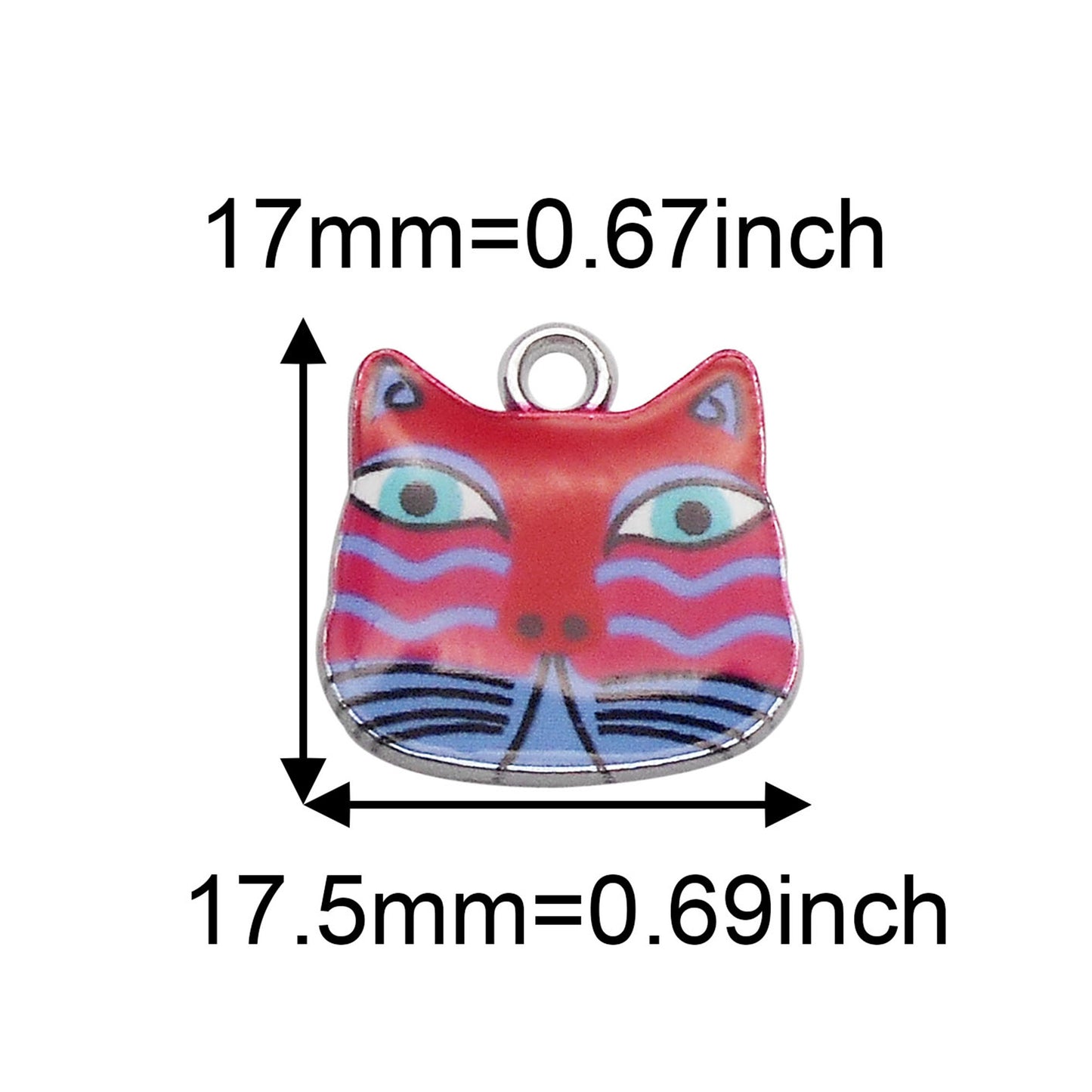5PCS 17.5x17mm Painted Owl Charms Enamel Owl Head Pattern Pendants Japanese-style Kawaii Dangle for DIY Jewelry Findings Earrings Necklace Decor