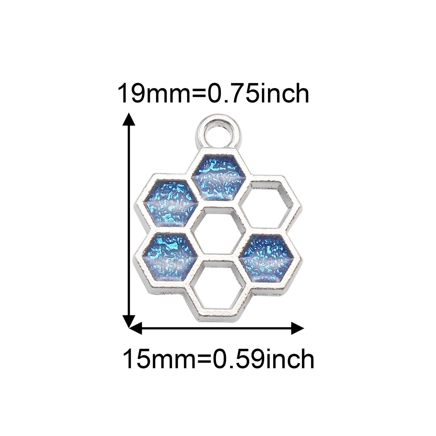 12PCS 19x15mm Alloy Beehive Honeycomb Charms Enamel Hexagon Honeycomb Pendant for DIY Jewelry Supplies Art Crafts Decor Keychain Accessories