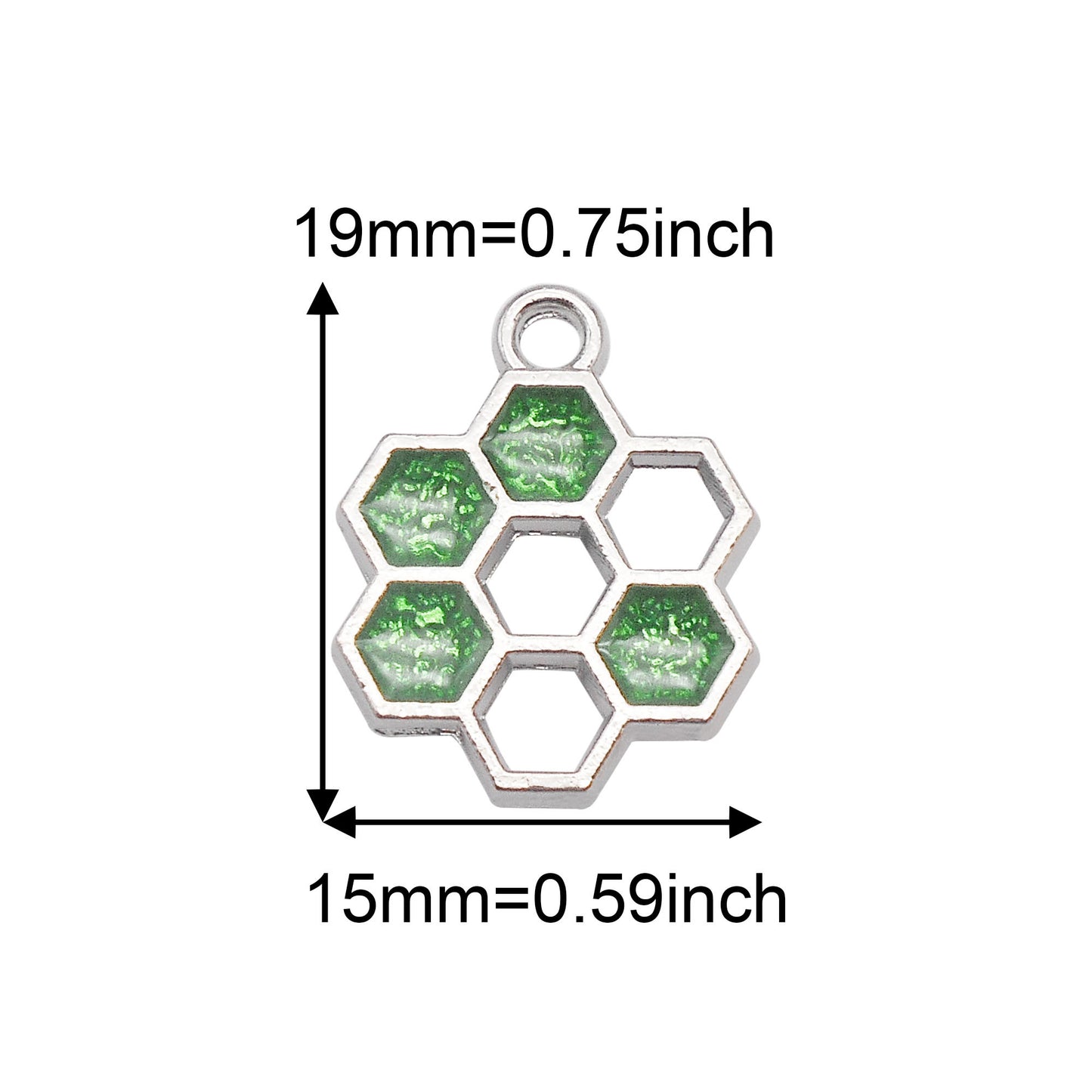 12PCS 19x15mm Alloy Beehive Honeycomb Charms Enamel Hexagon Honeycomb Pendant for DIY Jewelry Supplies Art Crafts Decor Keychain Accessories