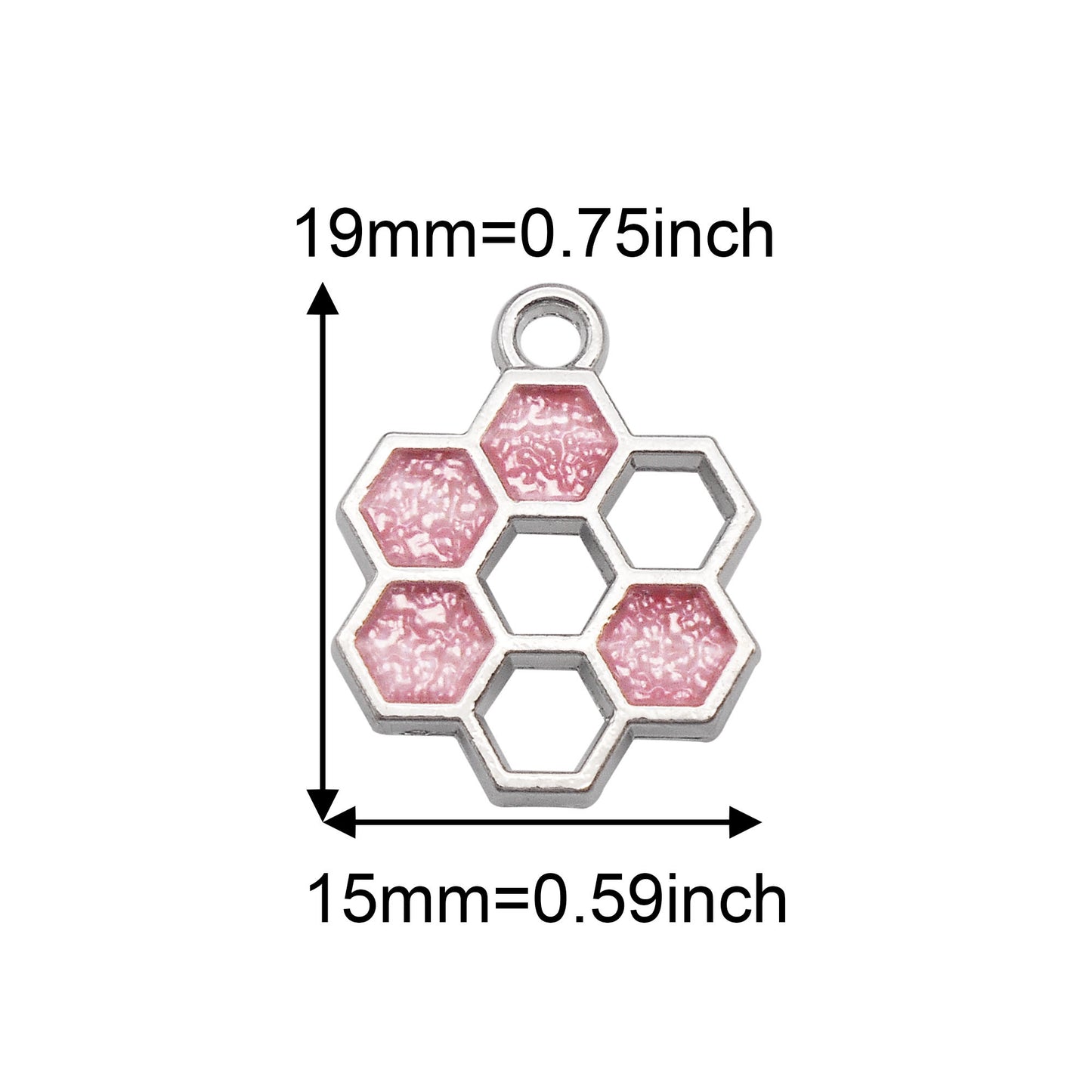 12PCS 19x15mm Alloy Beehive Honeycomb Charms Enamel Hexagon Honeycomb Pendant for DIY Jewelry Supplies Art Crafts Decor Keychain Accessories