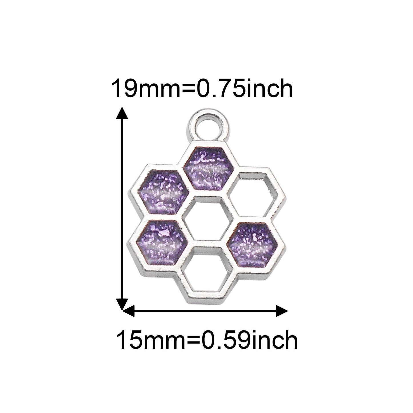 12PCS 19x15mm Alloy Beehive Honeycomb Charms Enamel Hexagon Honeycomb Pendant for DIY Jewelry Supplies Art Crafts Decor Keychain Accessories