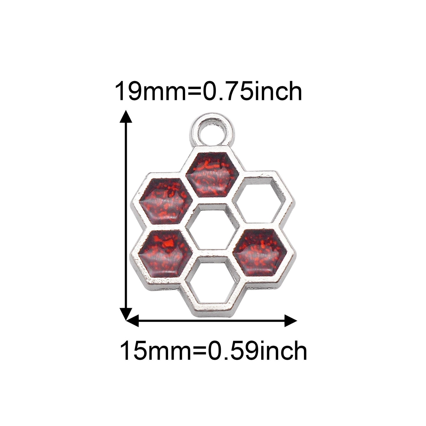 12PCS 19x15mm Alloy Beehive Honeycomb Charms Enamel Hexagon Honeycomb Pendant for DIY Jewelry Supplies Art Crafts Decor Keychain Accessories