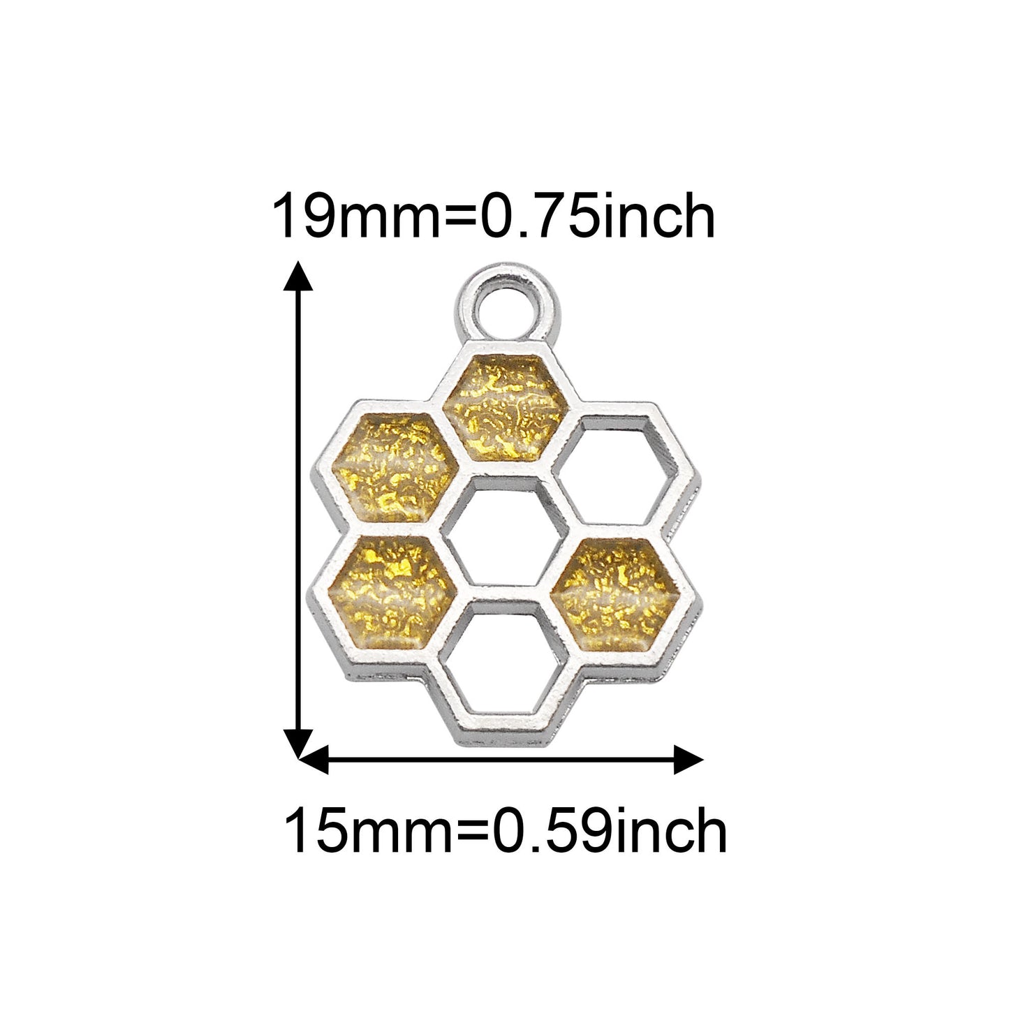 12PCS 19x15mm Alloy Beehive Honeycomb Charms Enamel Hexagon Honeycomb Pendant for DIY Jewelry Supplies Art Crafts Decor Keychain Accessories