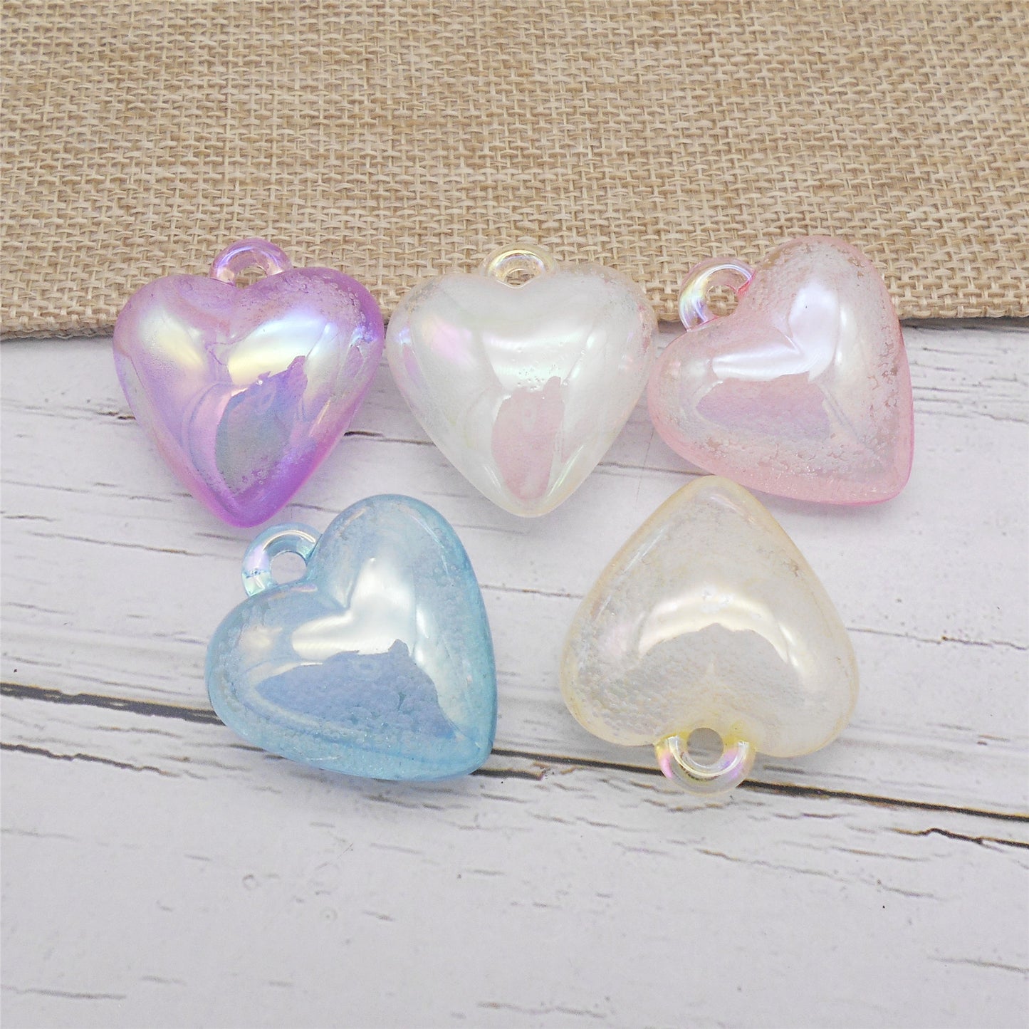 5PCS 33x30mm Sparkling Loving Heart Charms Acrylic Angel Heart Pendant for DIY Jewelry Necklace Making Accessories Earrings Crafts Decor