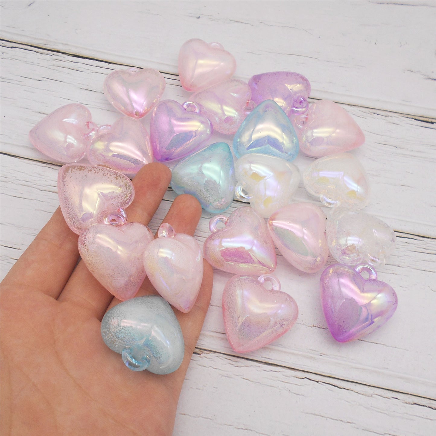 5PCS 33x30mm Sparkling Loving Heart Charms Acrylic Angel Heart Pendant for DIY Jewelry Necklace Making Accessories Earrings Crafts Decor