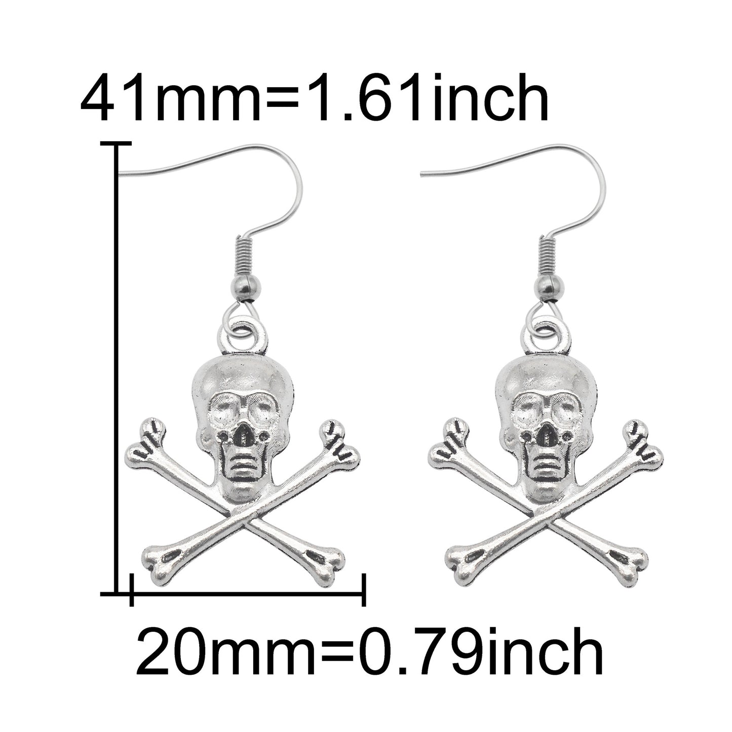 1 Pair Antique Silver Color Halloween Dangle Earrings Moon Bat Skull Designed Alloy Hook Ear Women Hypoallergenic Earring Jewelry for Daily Use & Festival Gifts