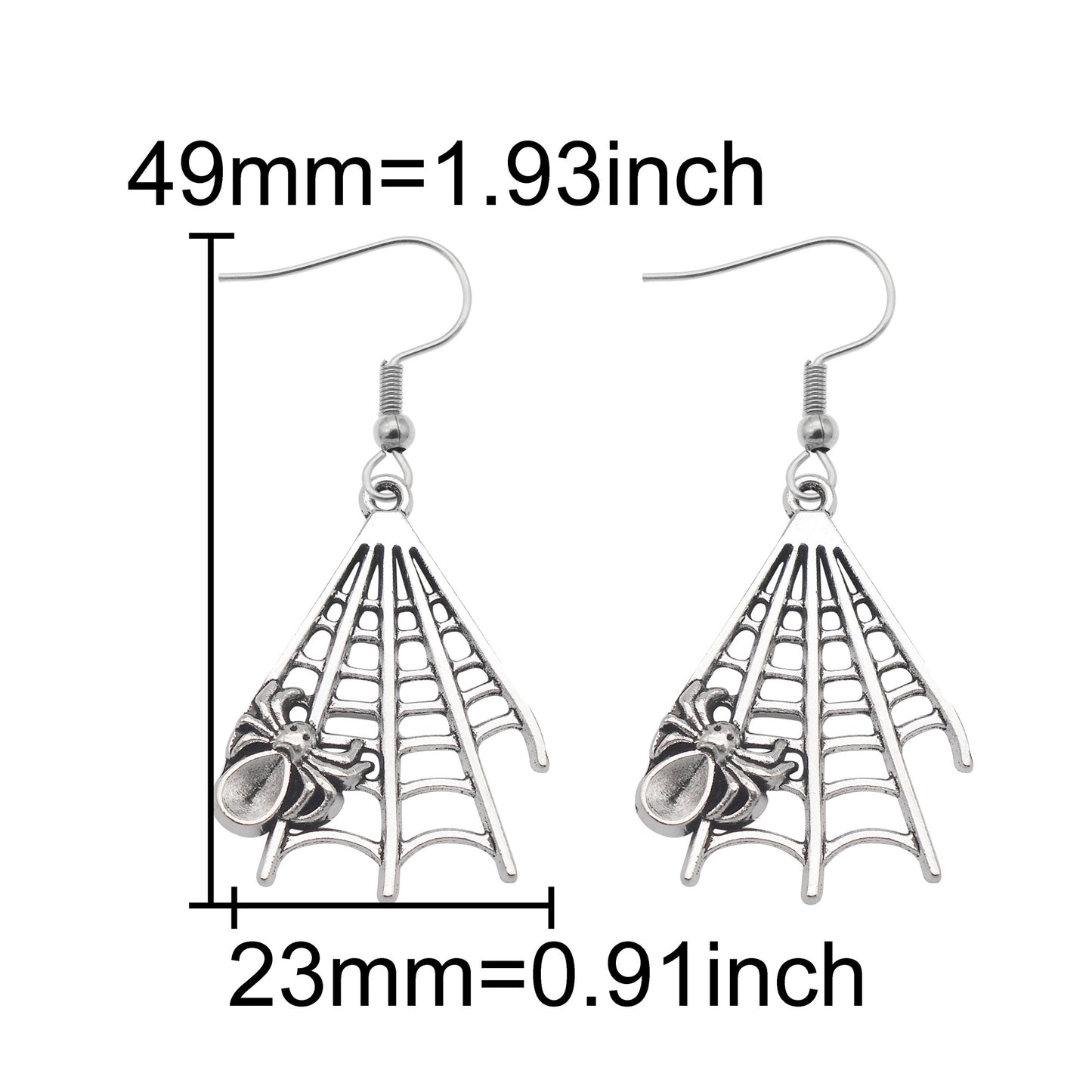 1 Pair Antique Silver Color Halloween Dangle Earrings Moon Bat Skull Designed Alloy Hook Ear Women Hypoallergenic Earring Jewelry for Daily Use & Festival Gifts