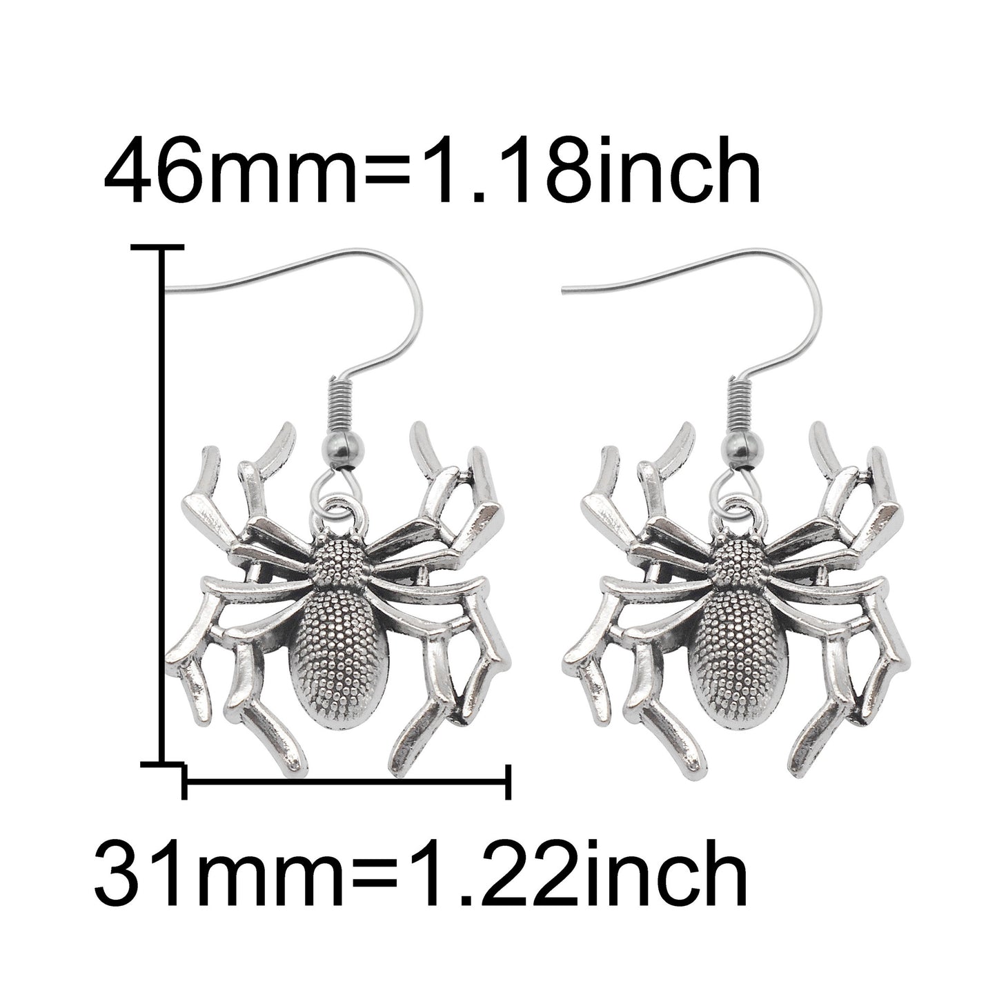 1 Pair Antique Silver Color Halloween Dangle Earrings Moon Bat Skull Designed Alloy Hook Ear Women Hypoallergenic Earring Jewelry for Daily Use & Festival Gifts