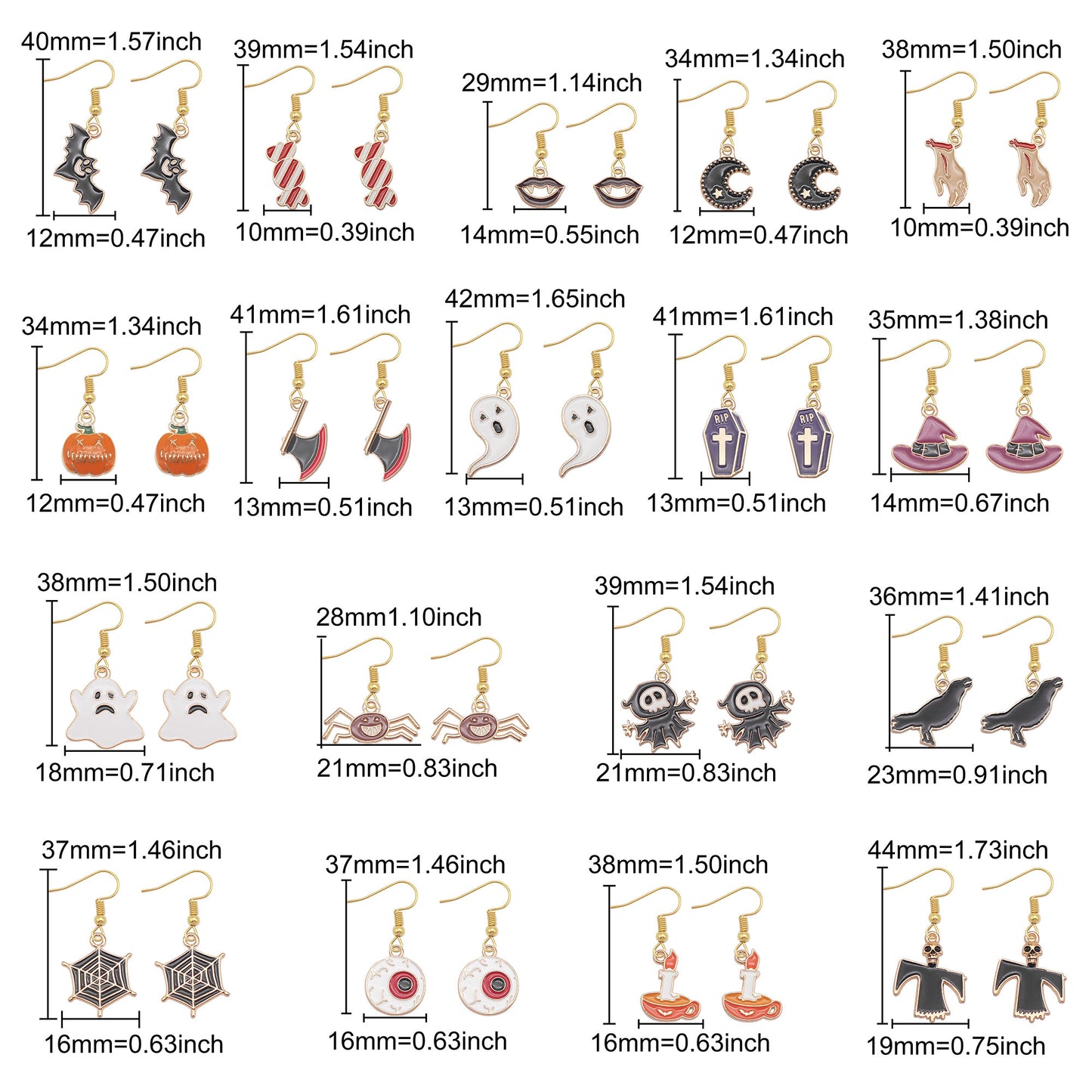 1 Pair Halloween Enamel Dangle Earrings Witch's Hat Eyeball Ghost Raven Designed, Alloy French Hook Earrings Hypoallergenic Women Ladies Earring Piercing Jewelry Festival Ear Decor