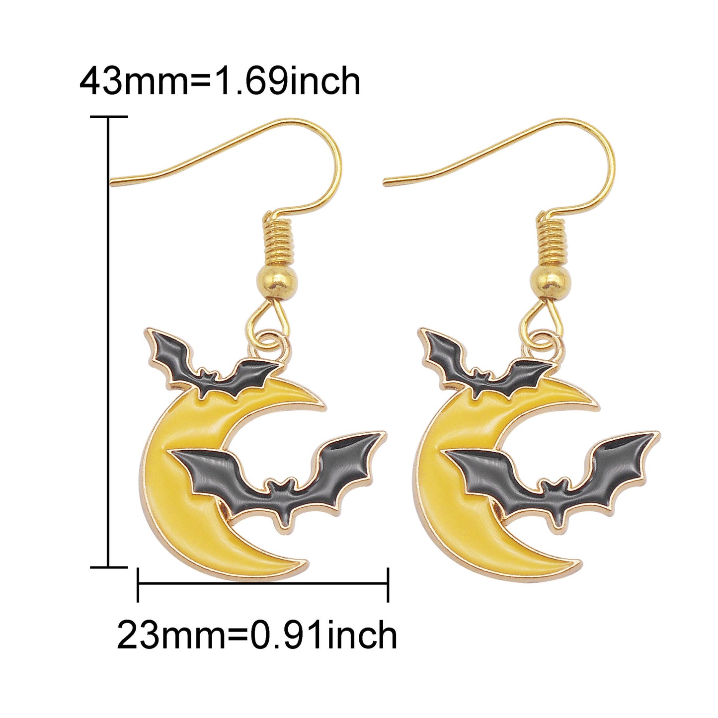 1 Pair Multi-Style Hypoallergenic Halloween Dangle Earrings Alloy Enamel Ghost, Bats, Owls Designed French Hook Earring for Women Ladies Daily & Party Use