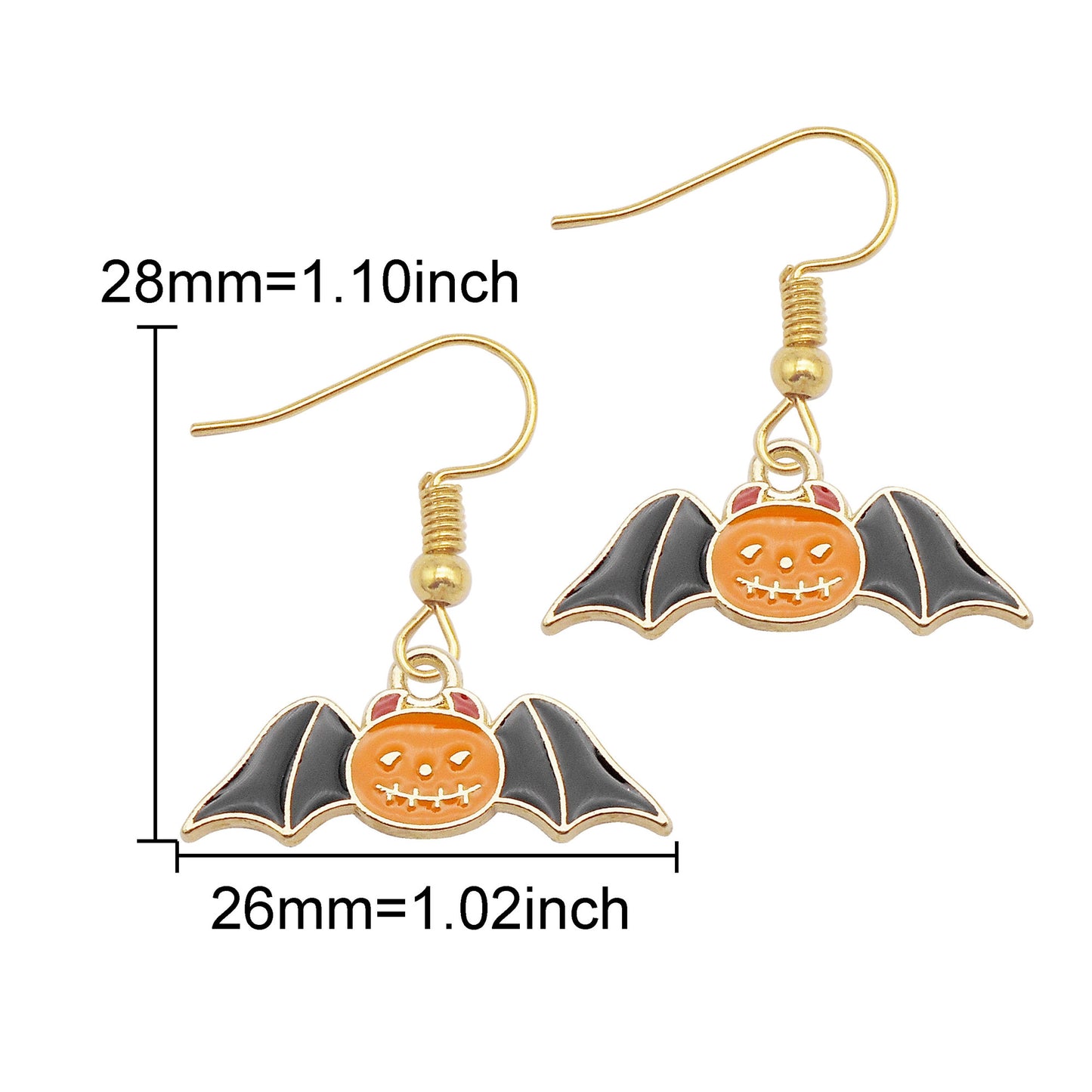 1 Pair Multi-Style Hypoallergenic Halloween Dangle Earrings Alloy Enamel Ghost, Bats, Owls Designed French Hook Earring for Women Ladies Daily & Party Use