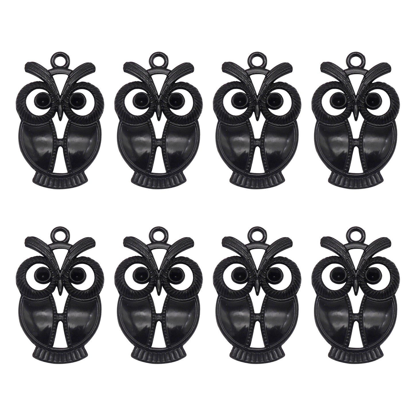 8PCS Quality Plated Black Punk Hip-hop Charms Metal Owl, Smile Face, Dragon, Bat, Leopard & Dragon Head, Scorpion, Octopus Pendants DIY Jewelry Making Supplies Crafts Decor