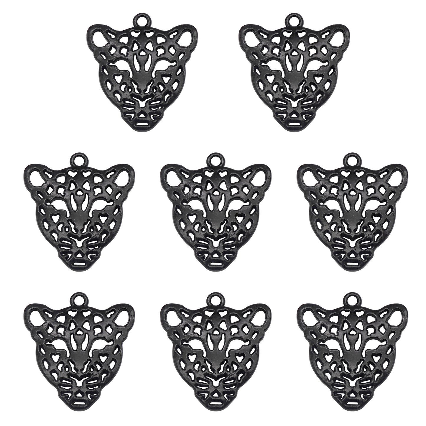 8PCS Quality Plated Black Punk Hip-hop Charms Metal Owl, Smile Face, Dragon, Bat, Leopard & Dragon Head, Scorpion, Octopus Pendants DIY Jewelry Making Supplies Crafts Decor