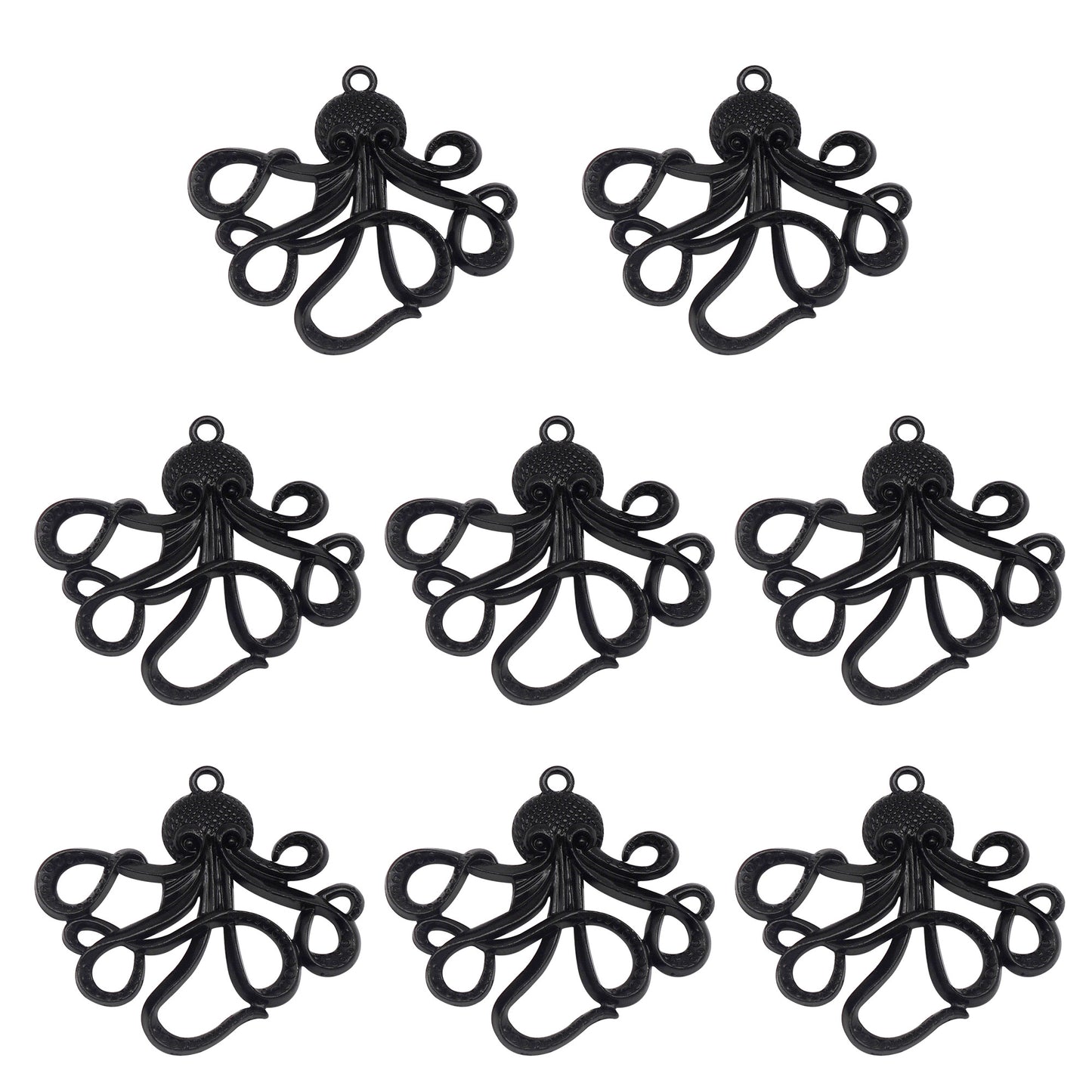 8PCS Quality Plated Black Punk Hip-hop Charms Metal Owl, Smile Face, Dragon, Bat, Leopard & Dragon Head, Scorpion, Octopus Pendants DIY Jewelry Making Supplies Crafts Decor