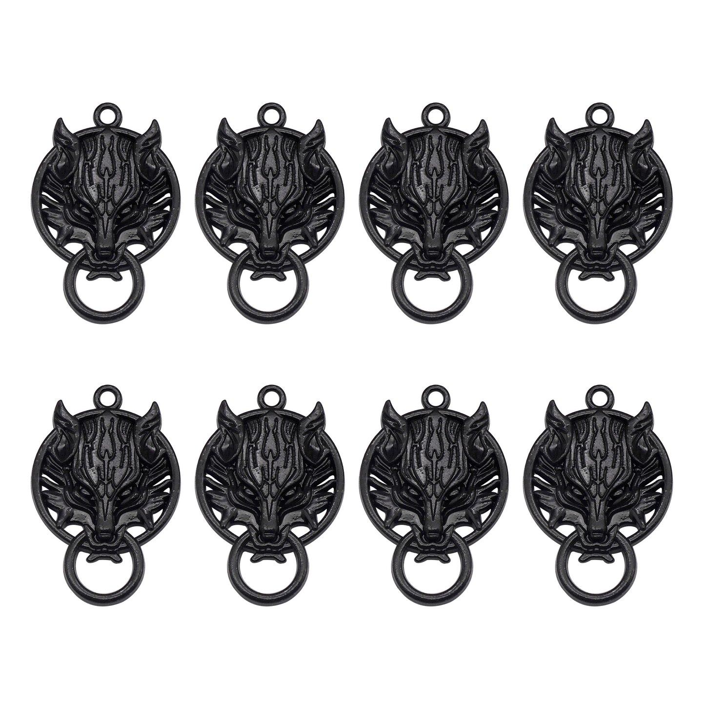 8PCS Quality Plated Black Punk Hip-hop Charms Metal Owl, Smile Face, Dragon, Bat, Leopard & Dragon Head, Scorpion, Octopus Pendants DIY Jewelry Making Supplies Crafts Decor