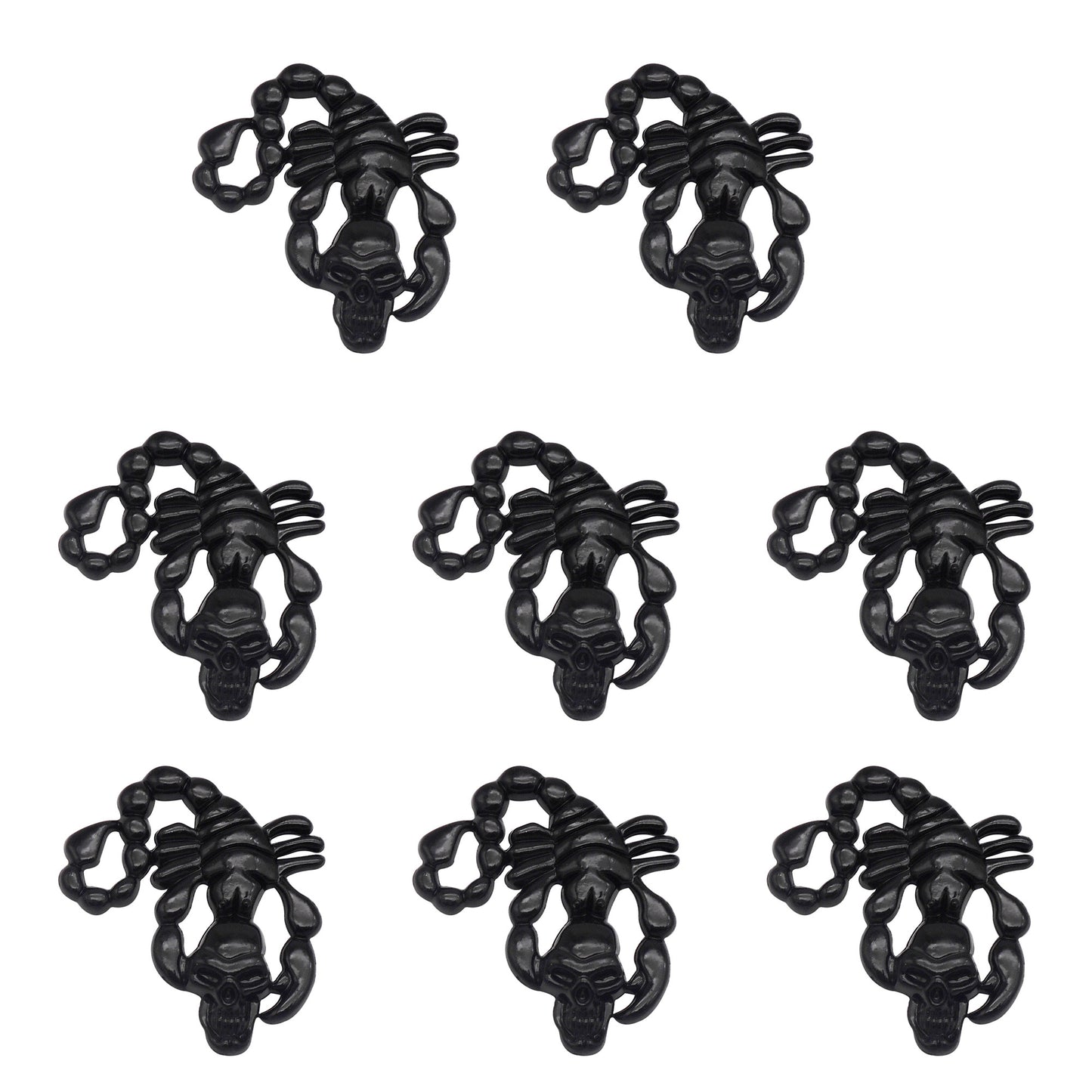 8PCS Quality Plated Black Punk Hip-hop Charms Metal Owl, Smile Face, Dragon, Bat, Leopard & Dragon Head, Scorpion, Octopus Pendants DIY Jewelry Making Supplies Crafts Decor